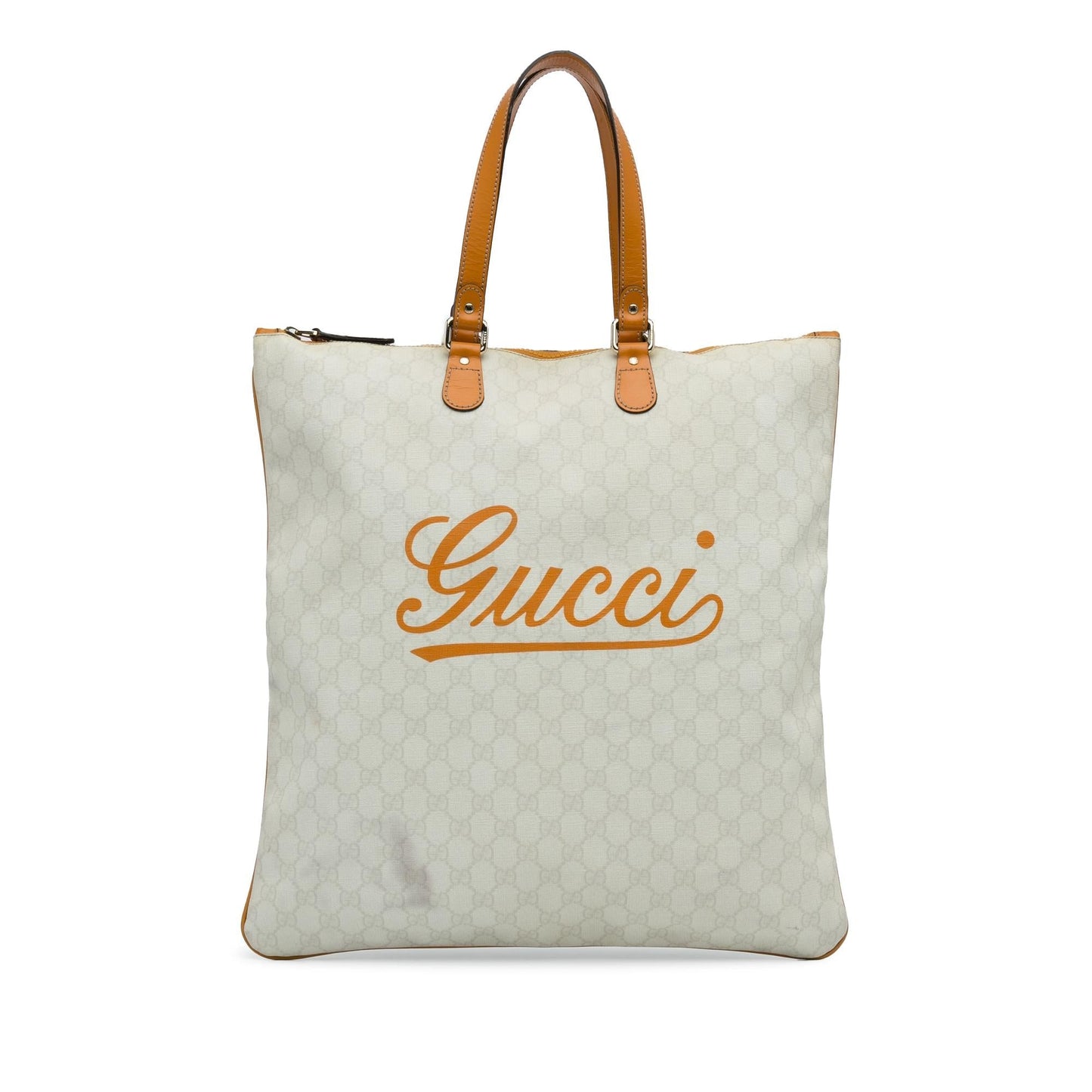 Gucci GG Plus SHG-2NNUys Canvas Calf White Tote Bag