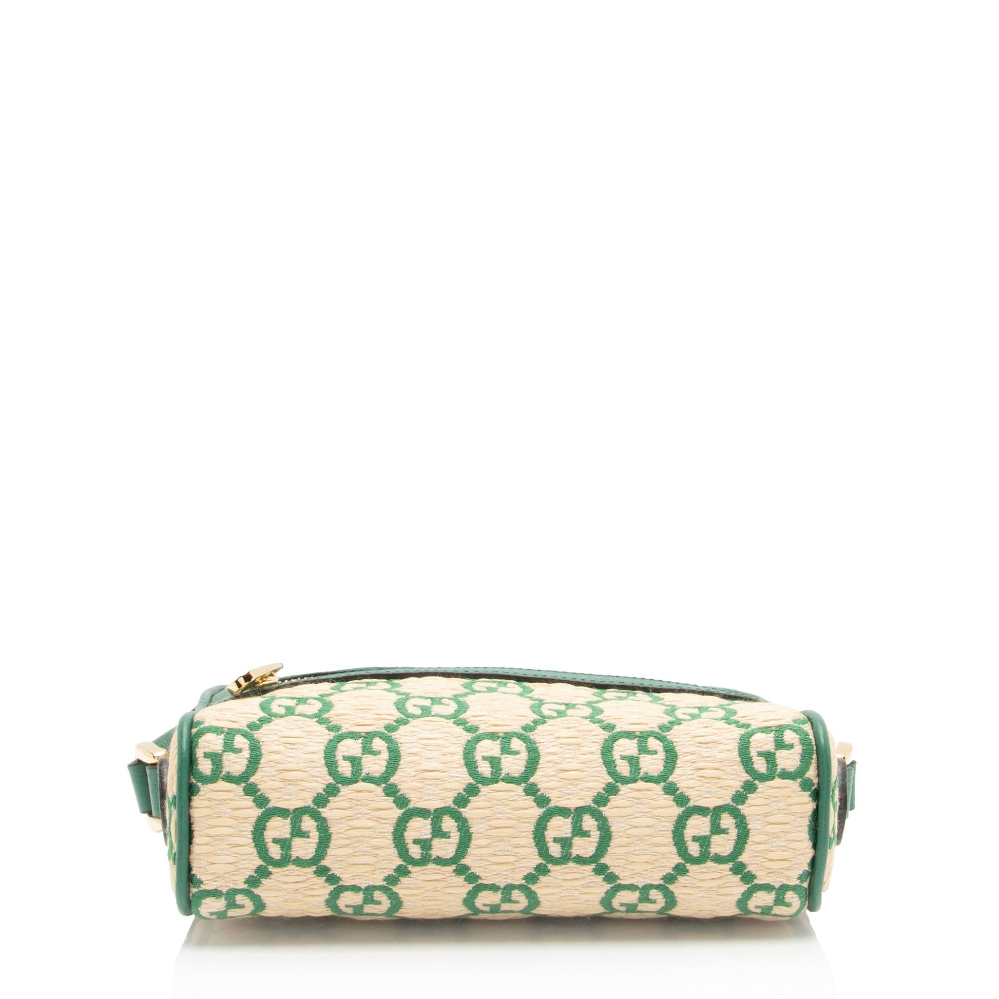 Gucci GG Ophidia SHF-0gTD9h Leather Raffia Beige Green Shoulder Bag