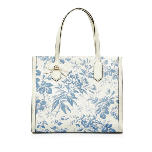 Gucci GG Ribbon Herbarium SHG-kZPkZC Canvas White Tote Bag