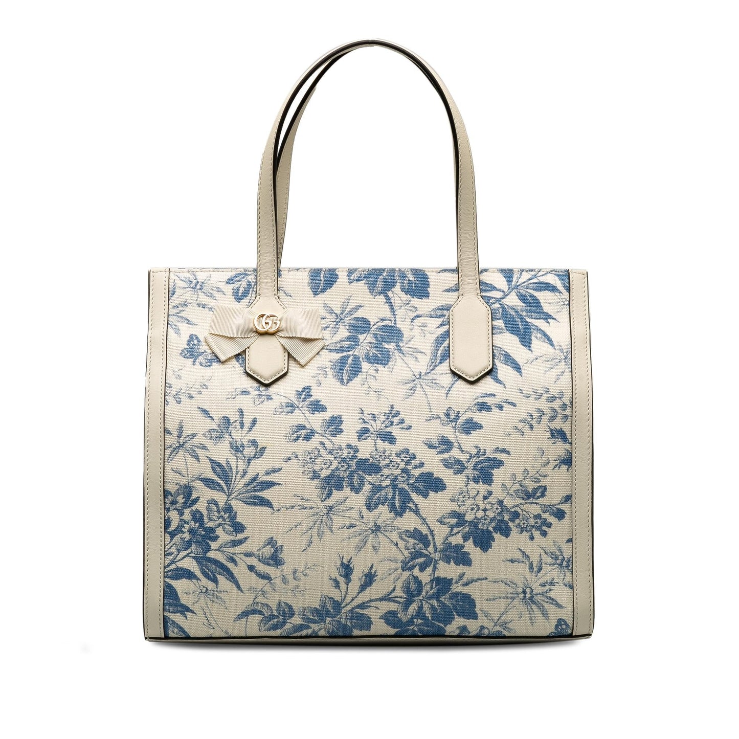Gucci GG Ribbon Herbarium SHG-Y61akz Canvas White Tote Bag