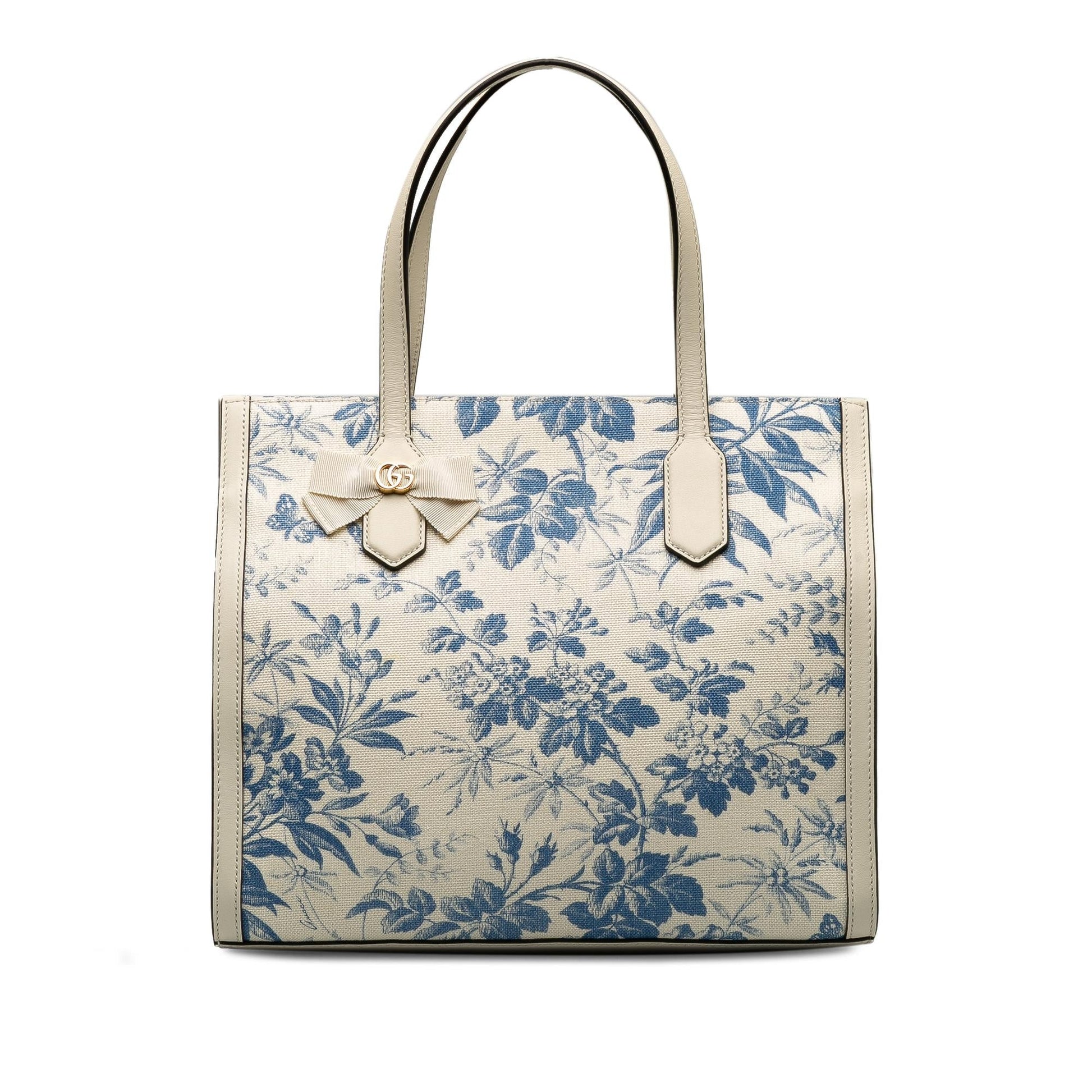 Gucci GG Ribbon Herbarium SHG-Y61akz Canvas White Tote Bag