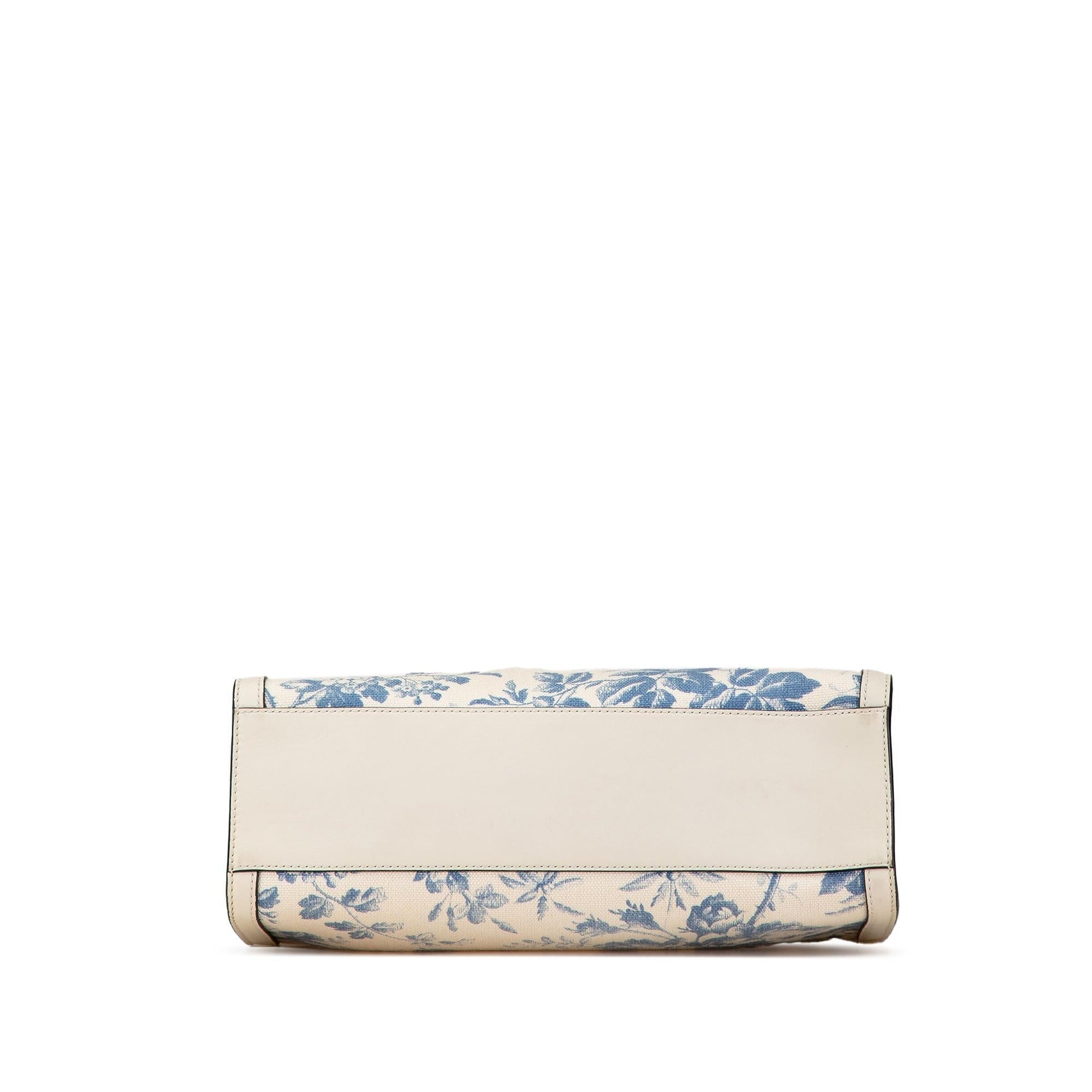 Gucci GG Ribbon Herbarium Canvas Calf White Blue Tote Bag