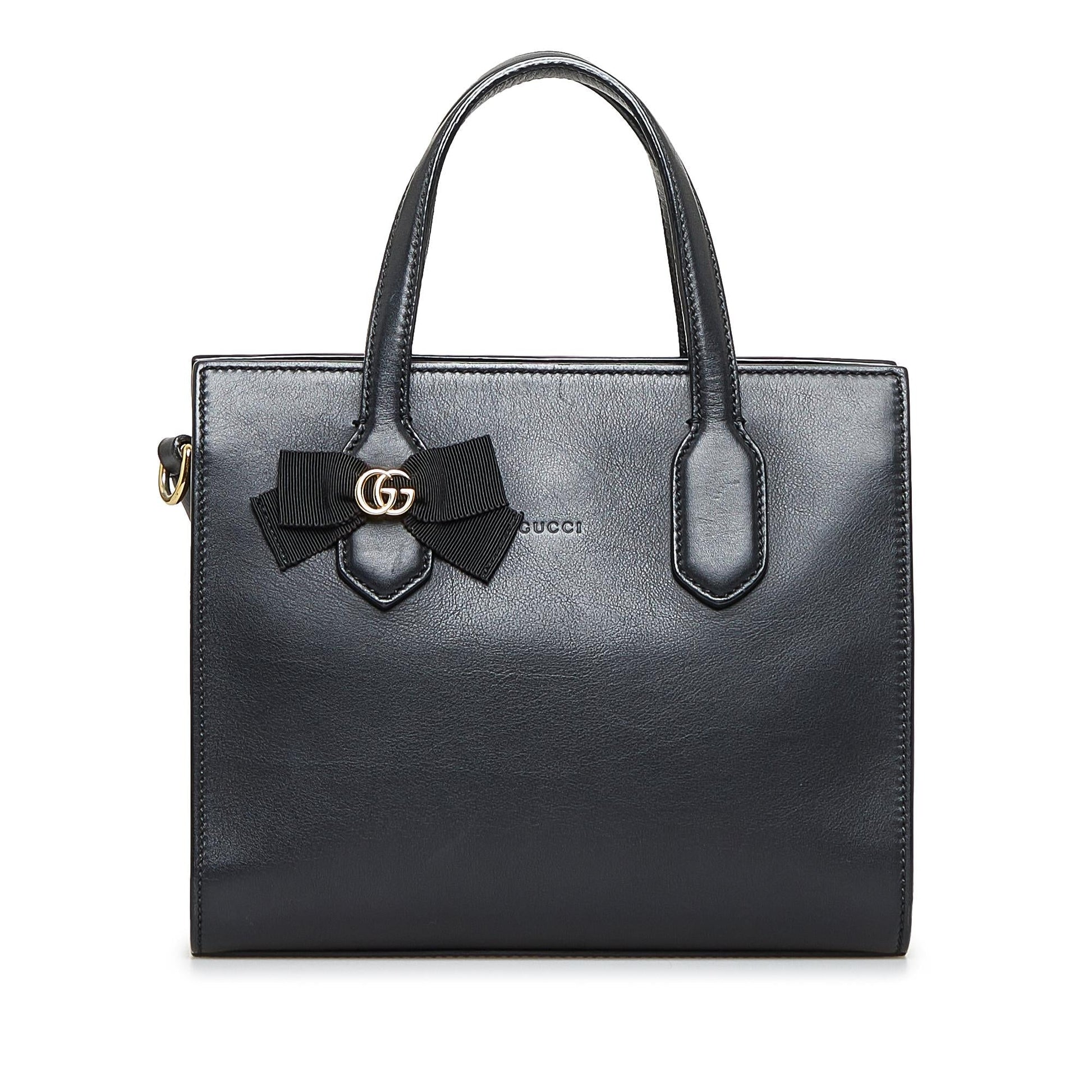 Gucci GG Ribbon SHG-HsBKod Calf Black Satchel Bag
