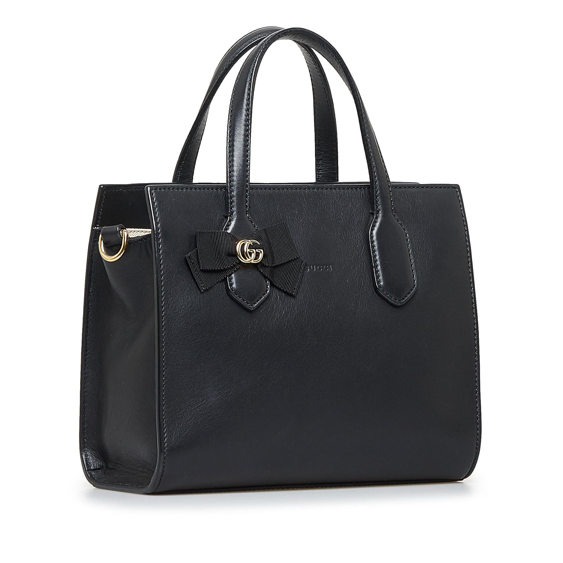 Gucci GG Ribbon SHG-HsBKod Calf Black Satchel Bag
