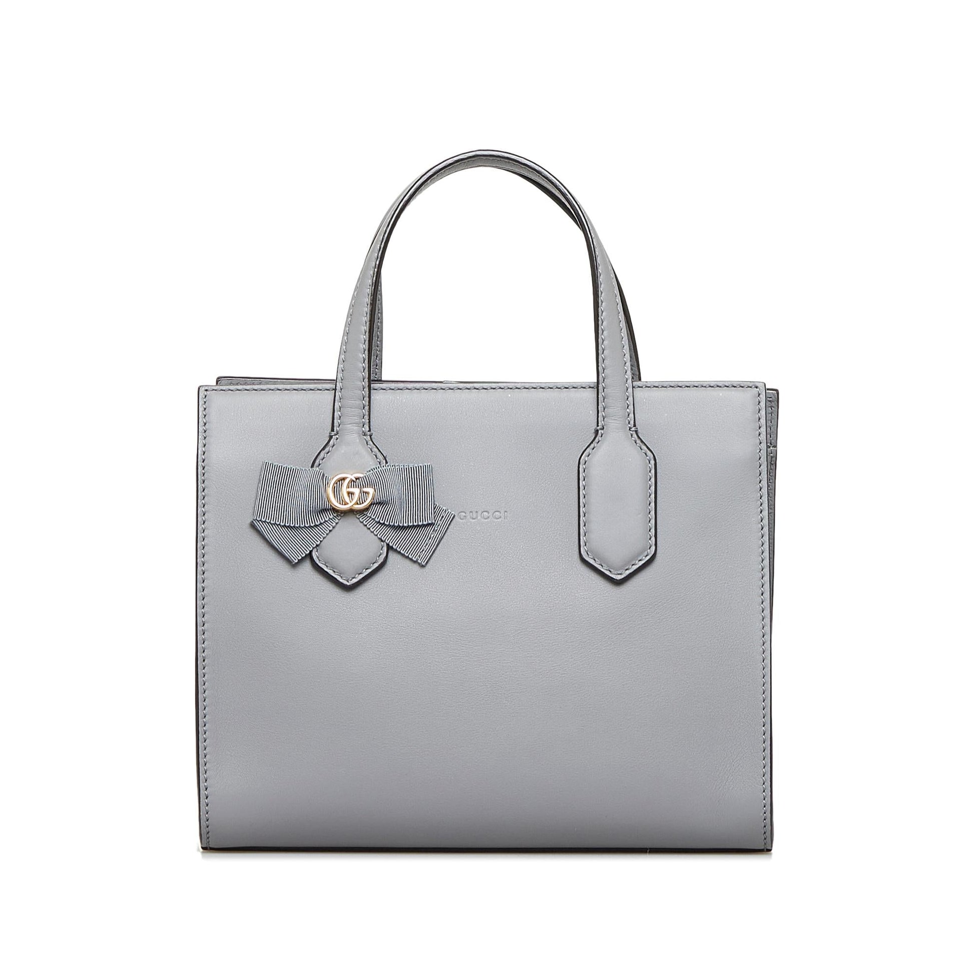 Gucci GG Ribbon SHG-xXuyvA Calf Grey Satchel Bag