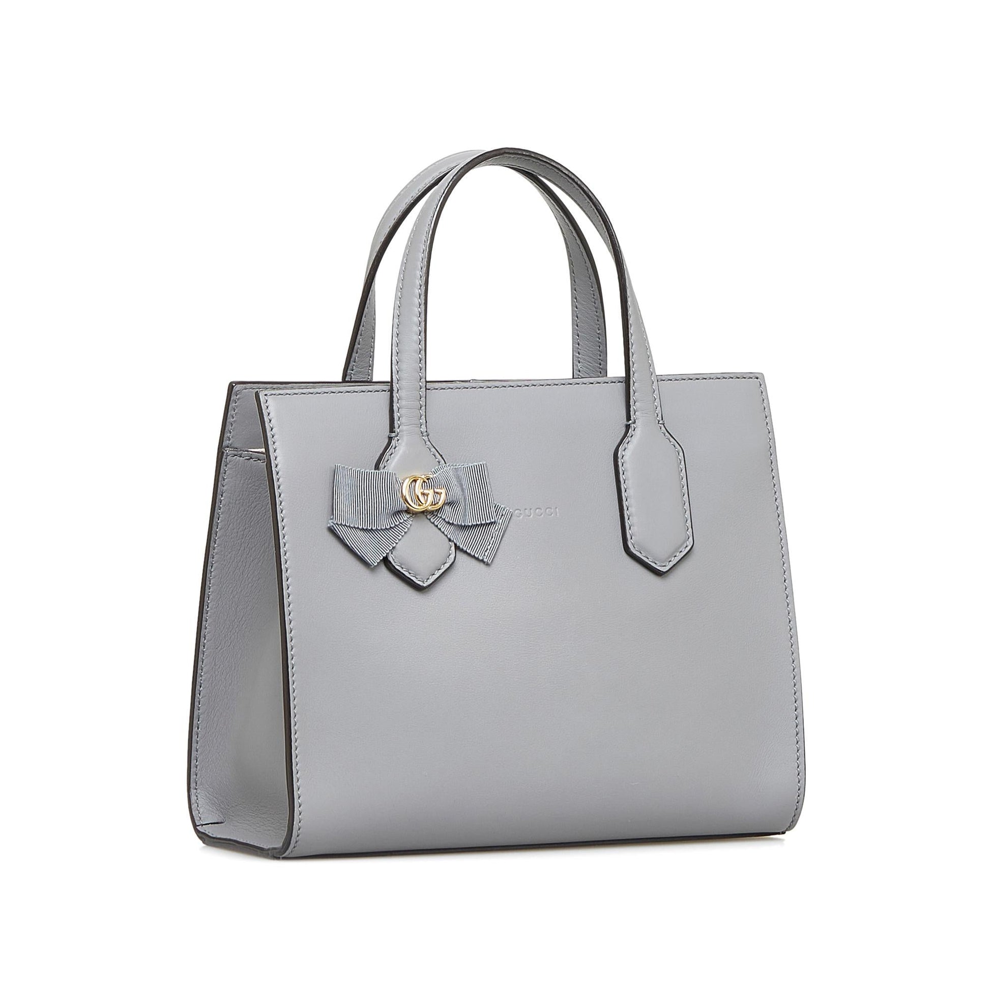 Gucci GG Ribbon SHG-xXuyvA Calf Grey Satchel Bag
