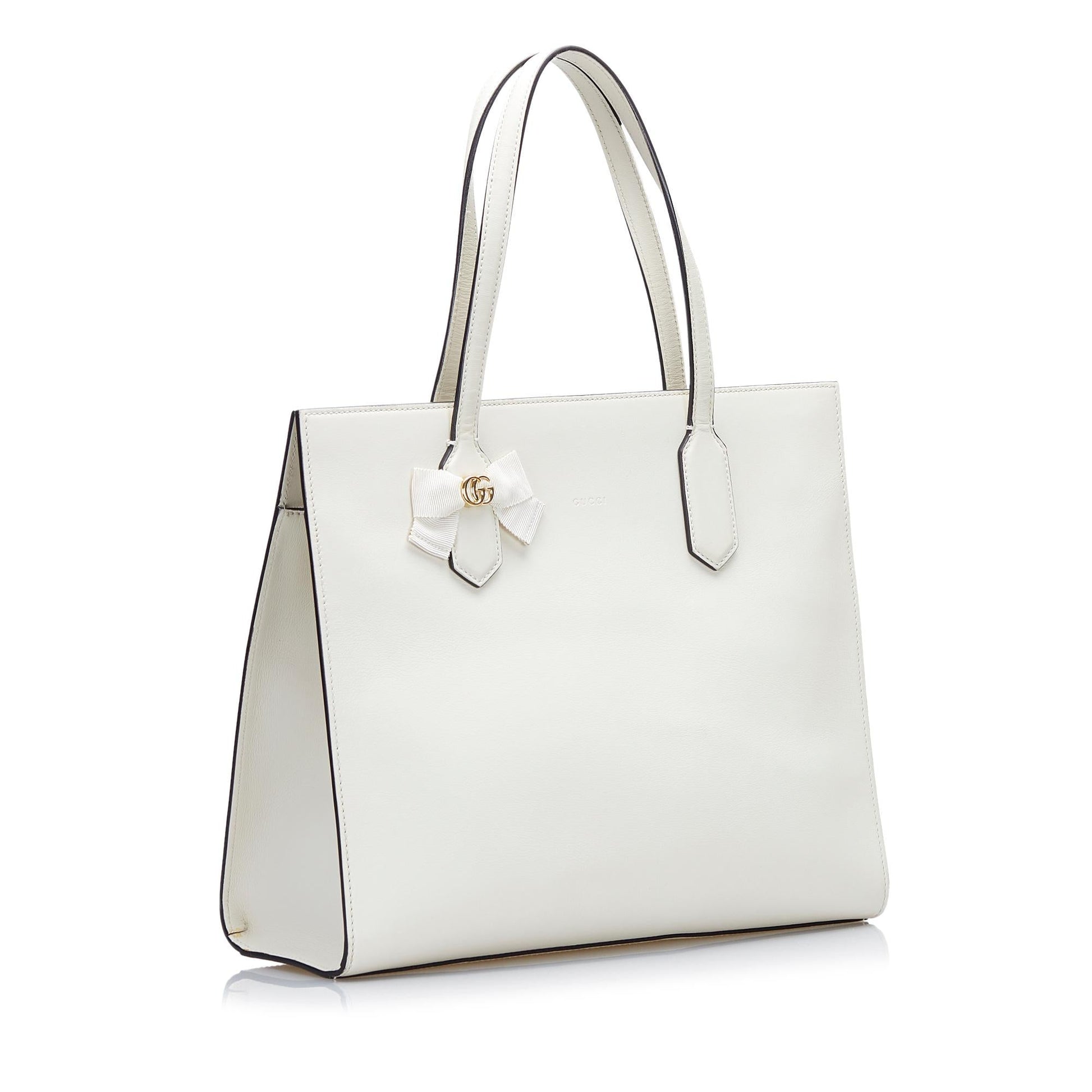 Gucci GG Ribbon SHG-DG01jo Calf White Tote Bag
