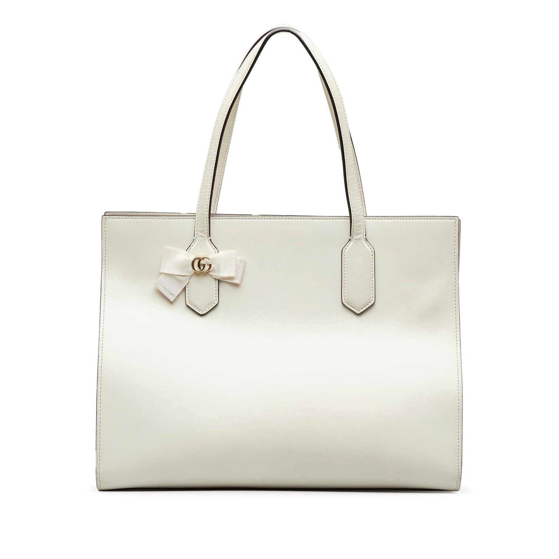 Gucci GG Ribbon SHG-0dGON6 Calf White Tote Bag