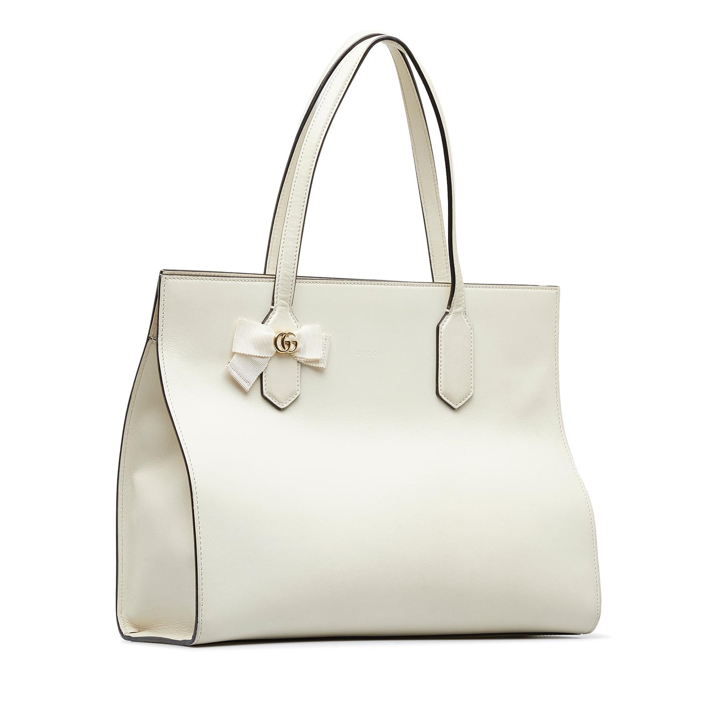 Gucci GG Ribbon SHG-0dGON6 Calf White Tote Bag