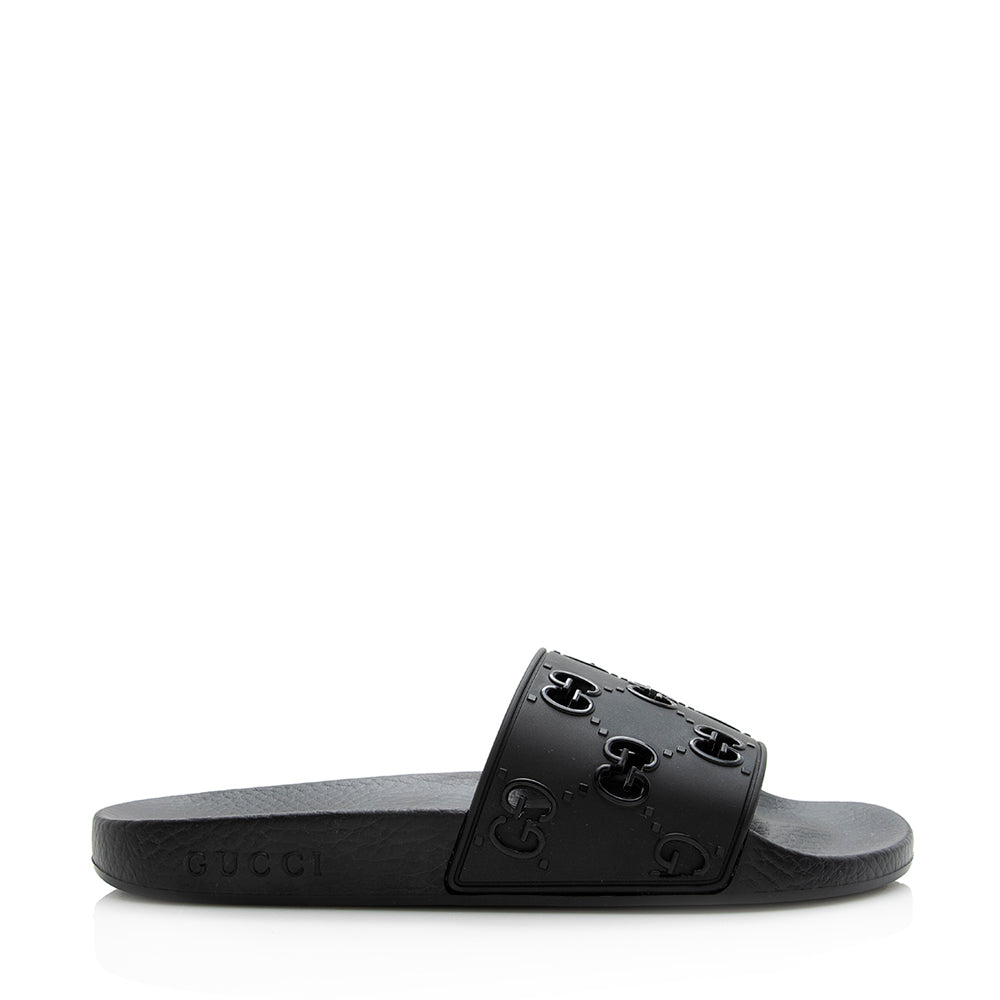 Gucci GG Rubber Slides - Size Black Shoes 38 Shf