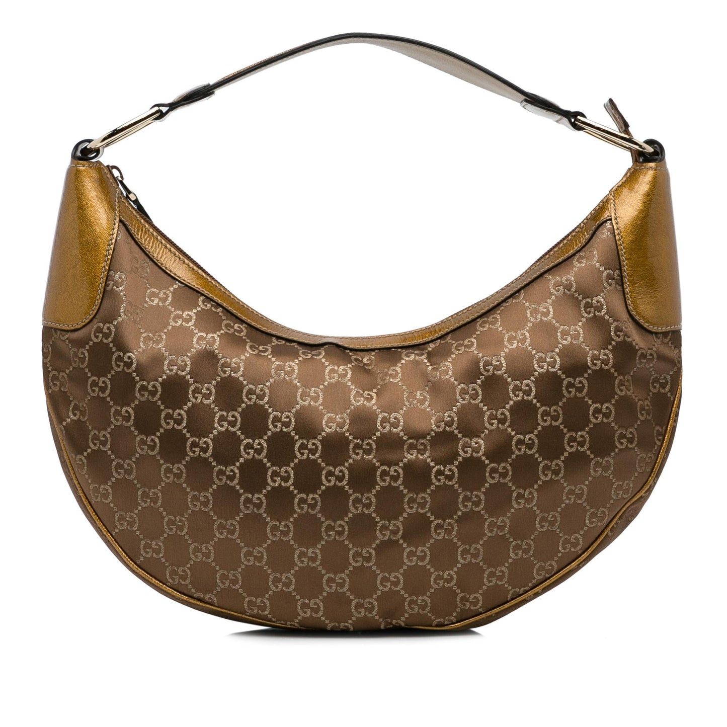 Gucci GG Half Moon SHG-f8SFVJ Satin Brown Shoulder Bag