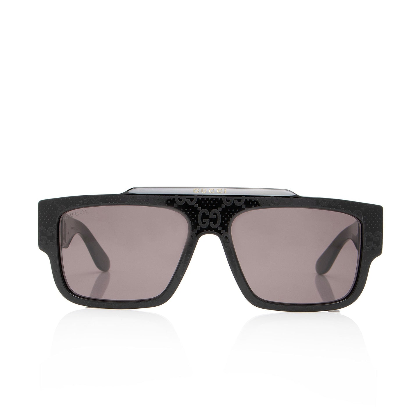 Gucci Enameled GG Square Sunglasses Black Accessory