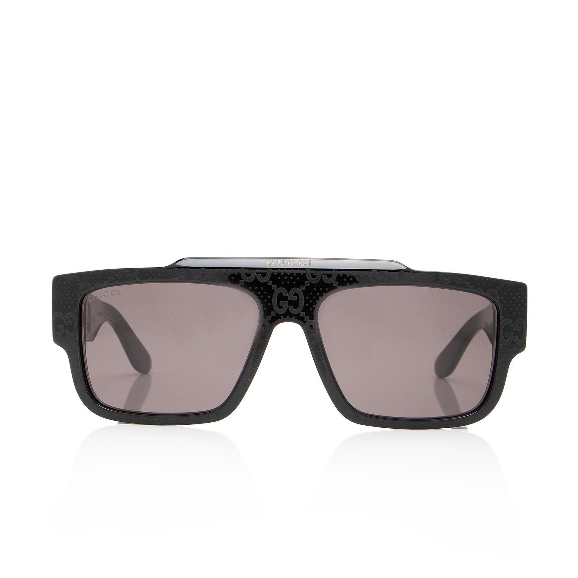Gucci Enameled GG Square Sunglasses Black Accessory