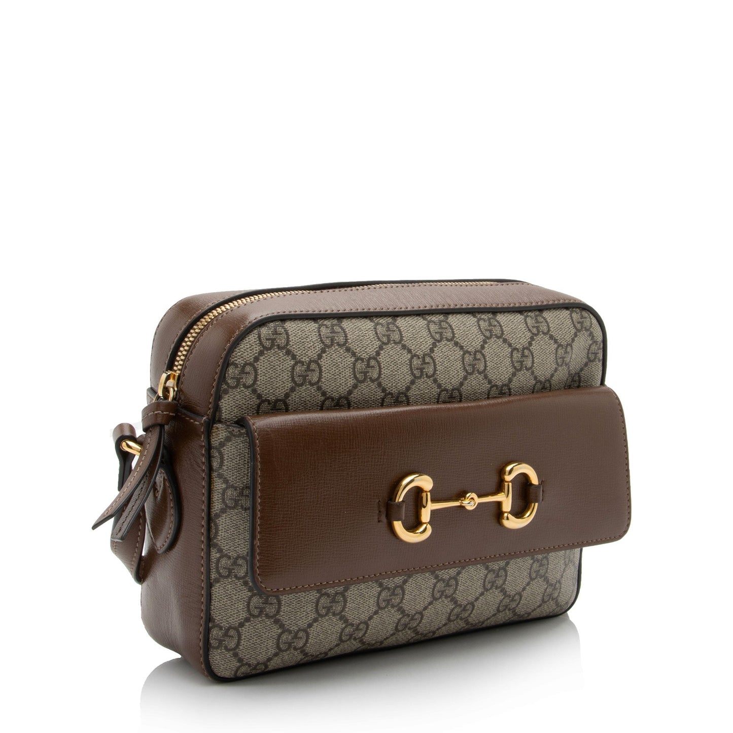 Gucci GG Supreme Horsebit SHF-o9bVc1 Leather Canvas Brown Beige Crossbody Bag