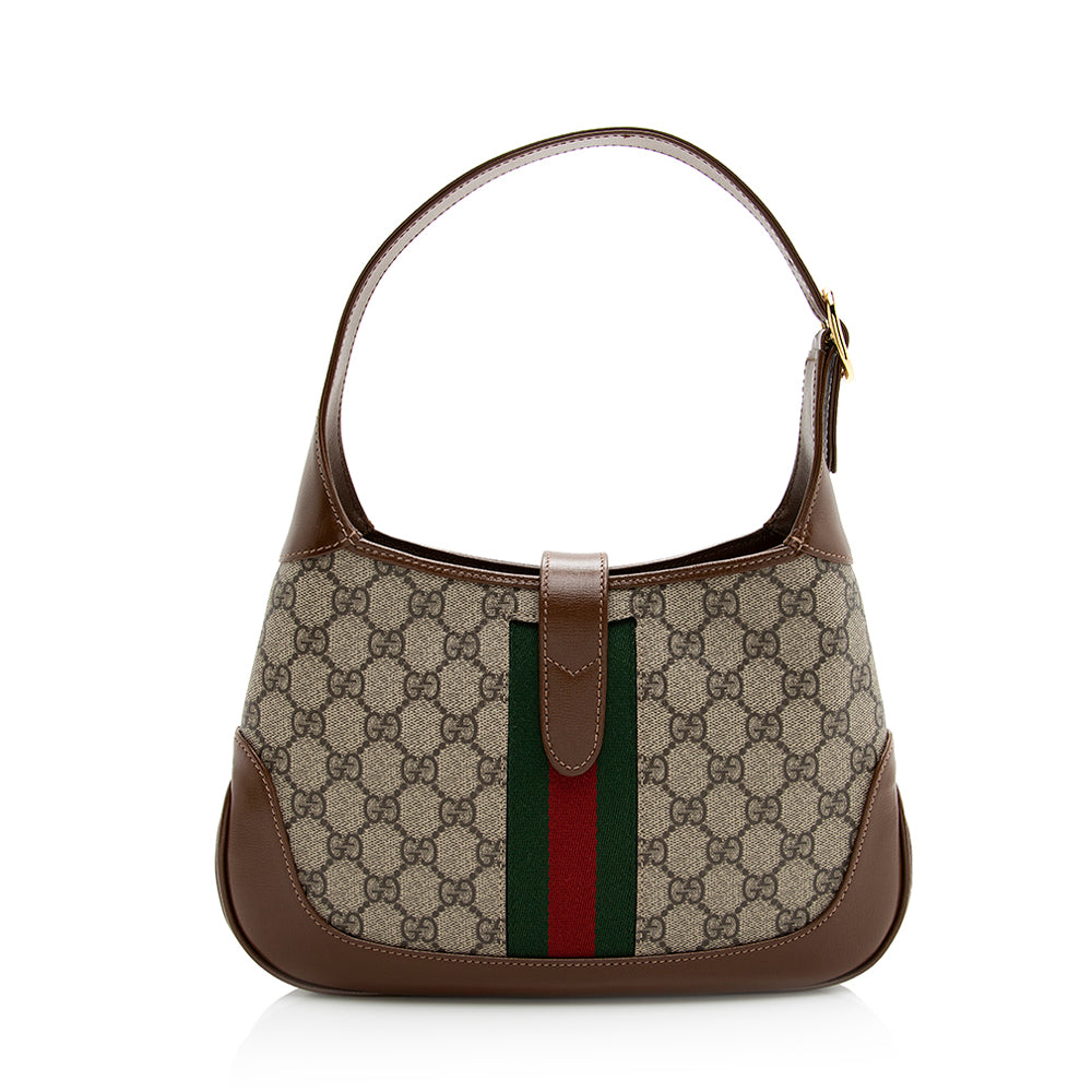 Gucci GG Supreme Jackie SHF Leather Canvas Brown Small Shoulder Bag