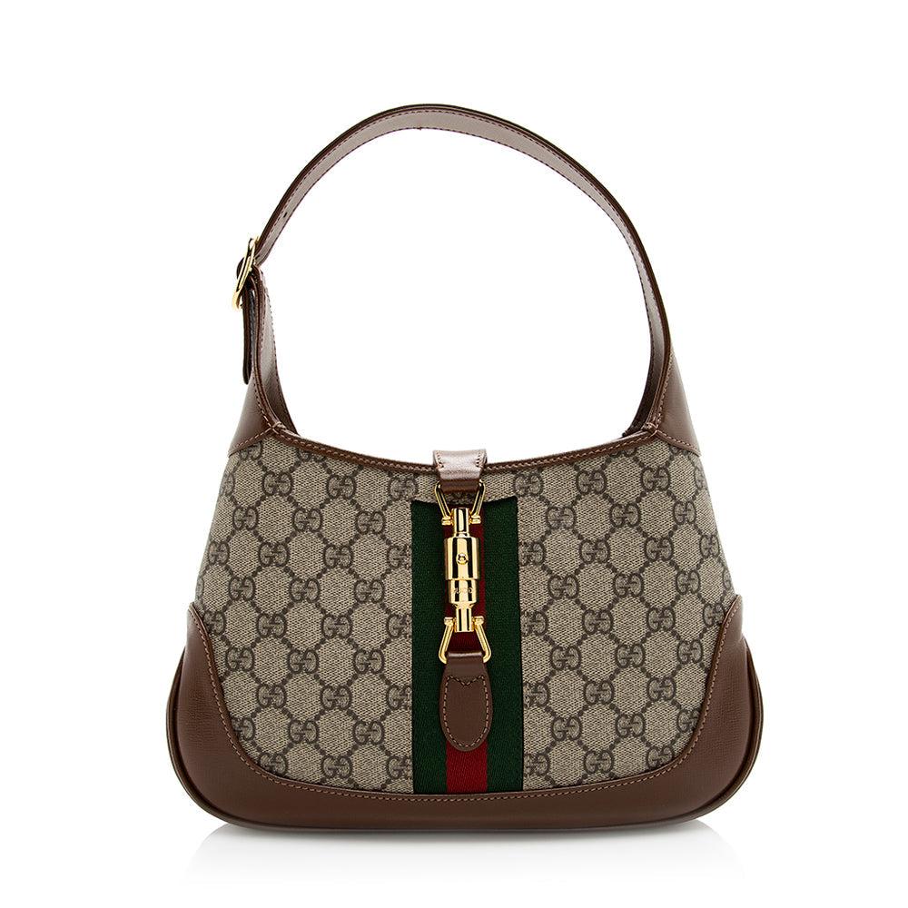 Gucci GG Supreme Jackie SHF Leather Canvas Brown Small Shoulder Bag