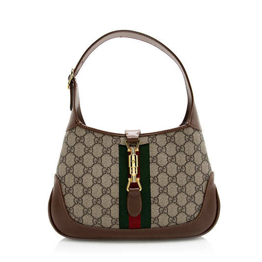 Gucci GG Supreme Jackie SHF Leather Canvas Brown Small Shoulder Bag