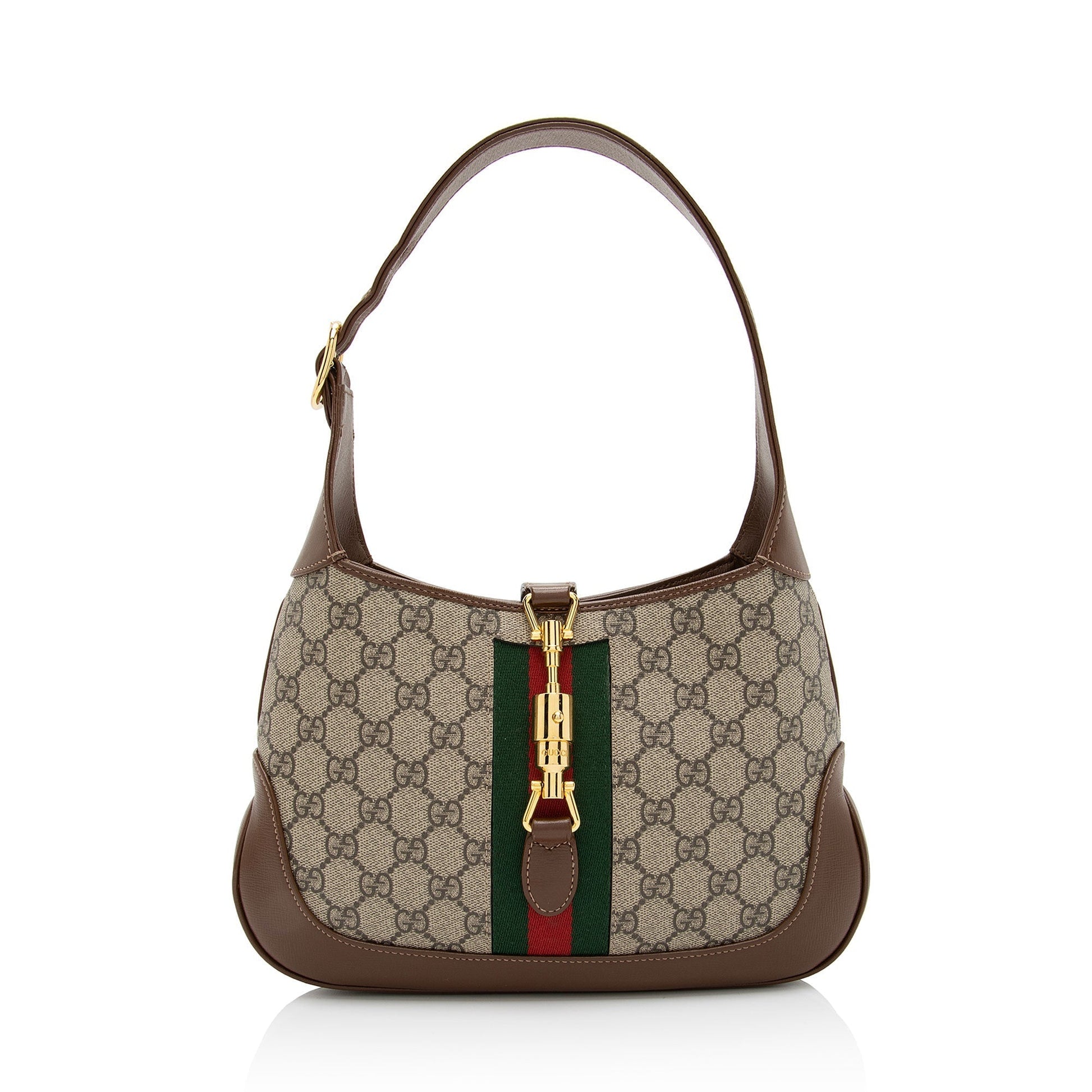 Gucci GG Supreme Jackie SHF-ViiE4X Leather Canvas Nylon Brown Shoulder Bag