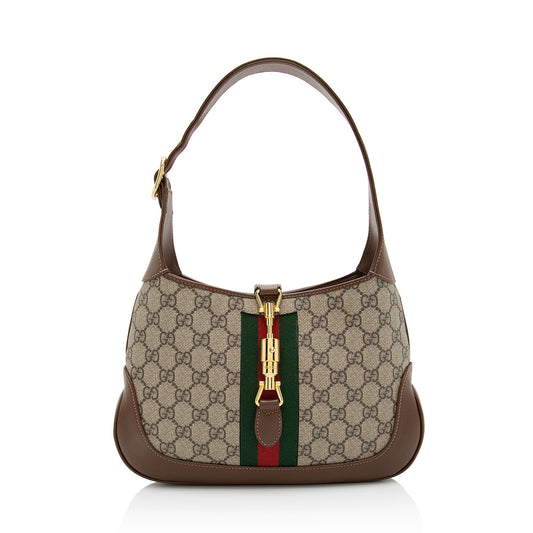 Gucci GG Supreme Jackie SHF-ViiE4X Leather Canvas Nylon Brown Shoulder Bag