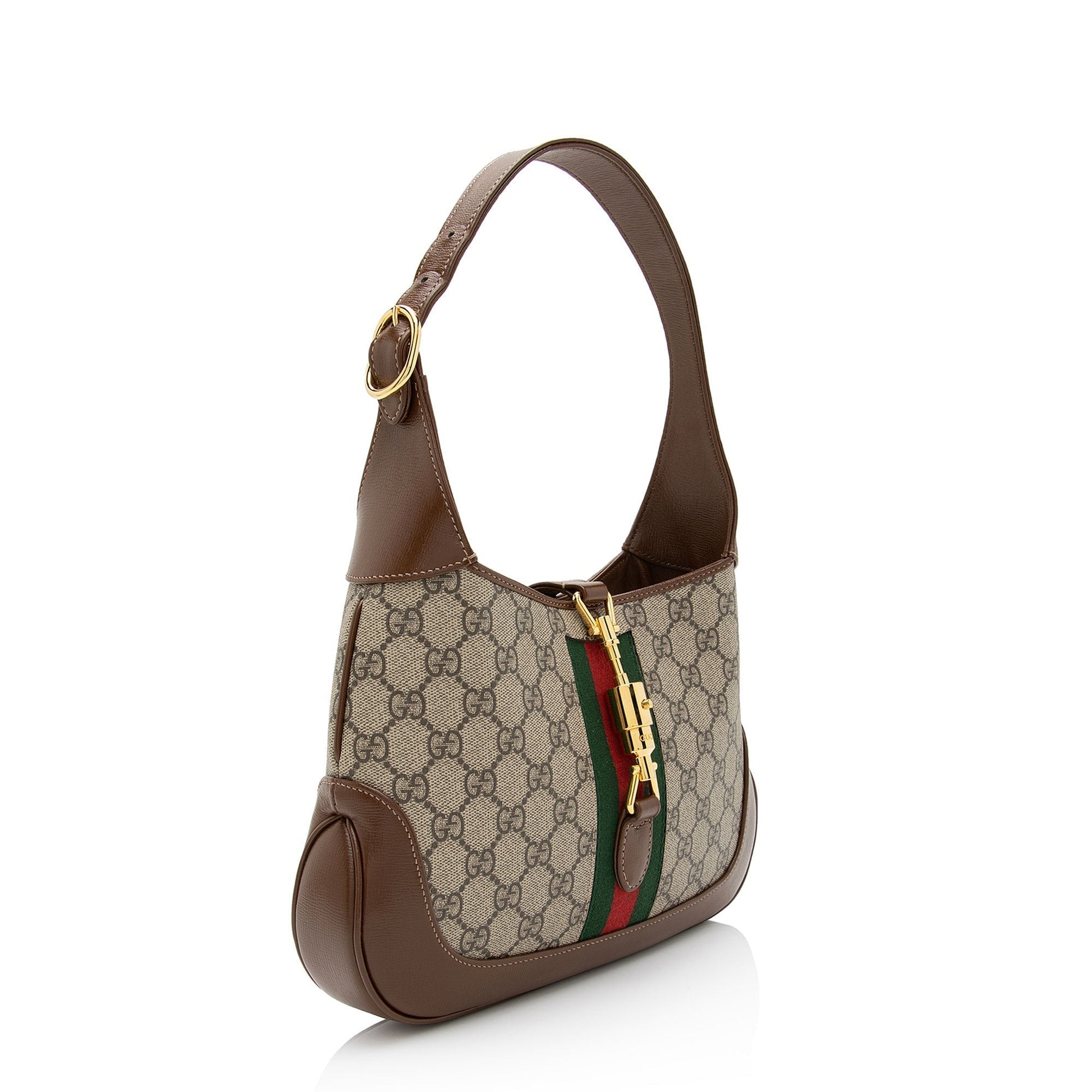 Gucci GG Supreme Jackie SHF-ViiE4X Leather Canvas Nylon Brown Shoulder Bag