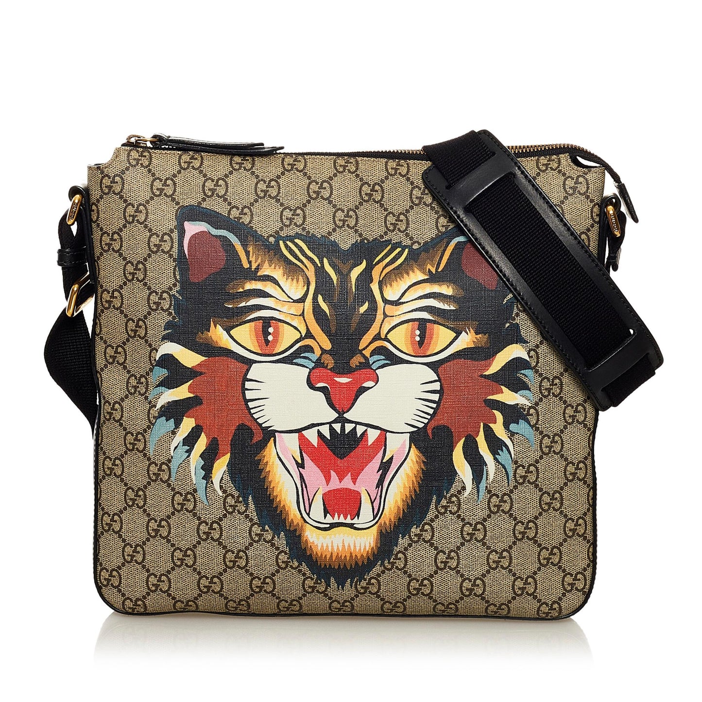 Gucci GG Supreme Angry Cat SHG Canvas Brown Crossbody Bag