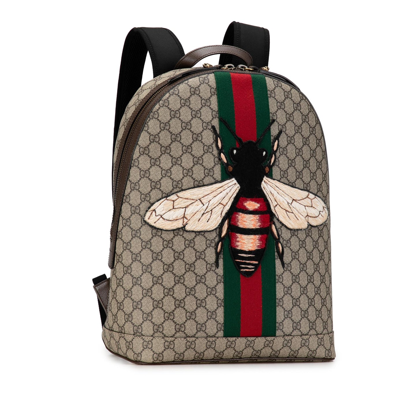 Gucci GG Supreme Animalier Web Backpack Canvas Calf Brown