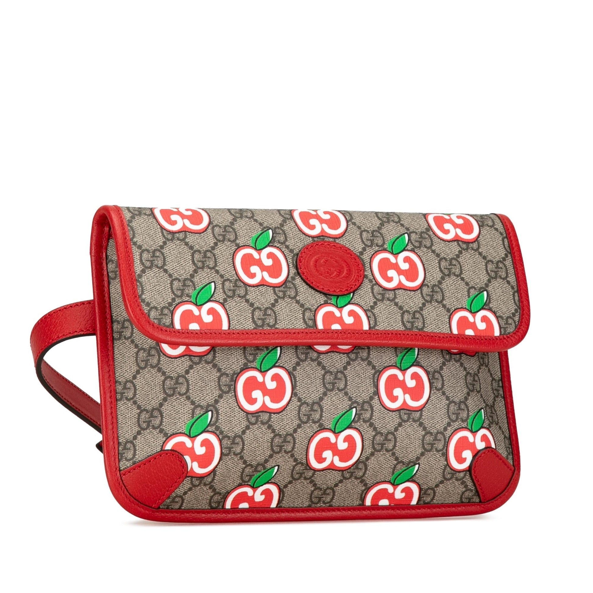 Gucci GG Supreme Apple Belt SHG-HRcqgZ Canvas Brown Red Accessory