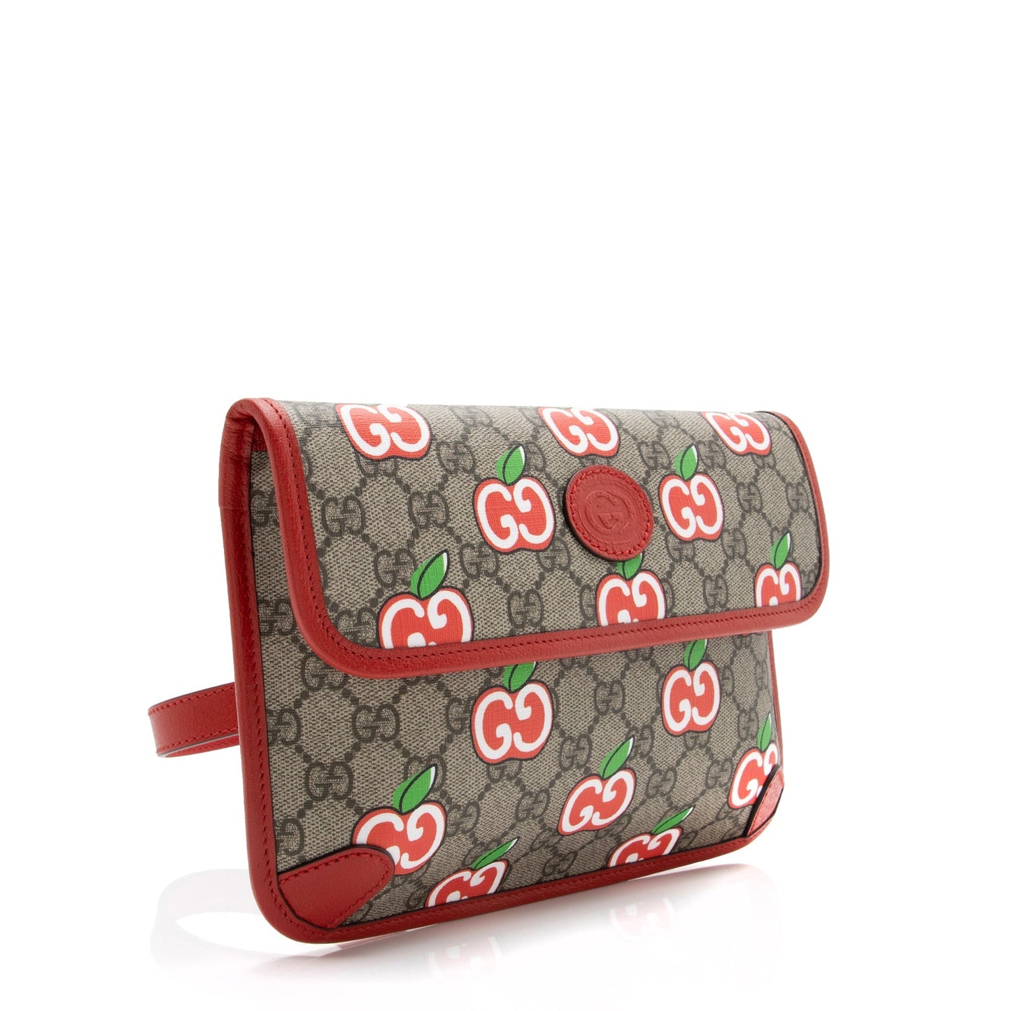 Gucci GG Supreme Apple Belt - Monogram Leather Canvas Beige Accessory