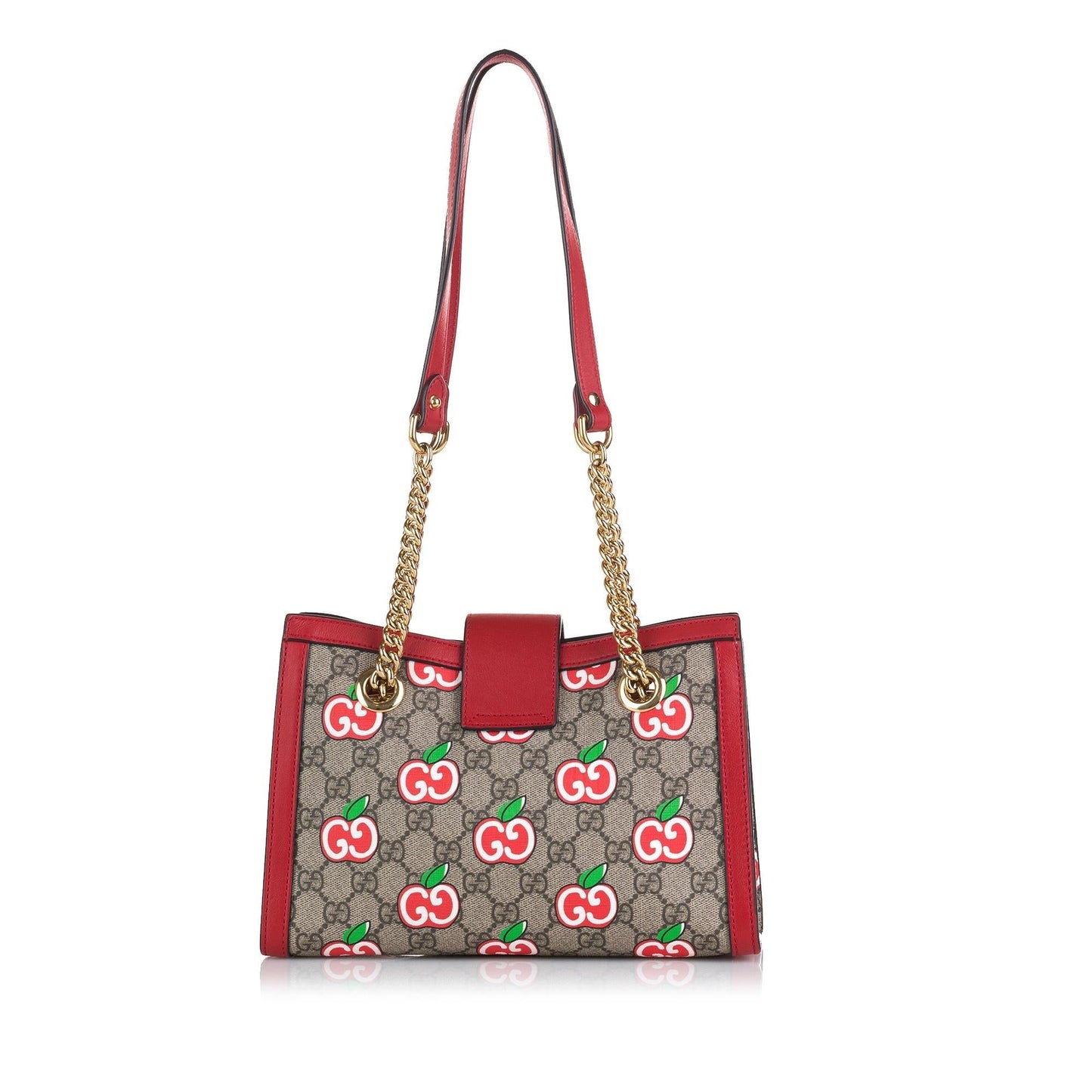 Gucci GG Supreme Apple Padlock SHG-iVKYxI Canvas Brown Red Tote Bag