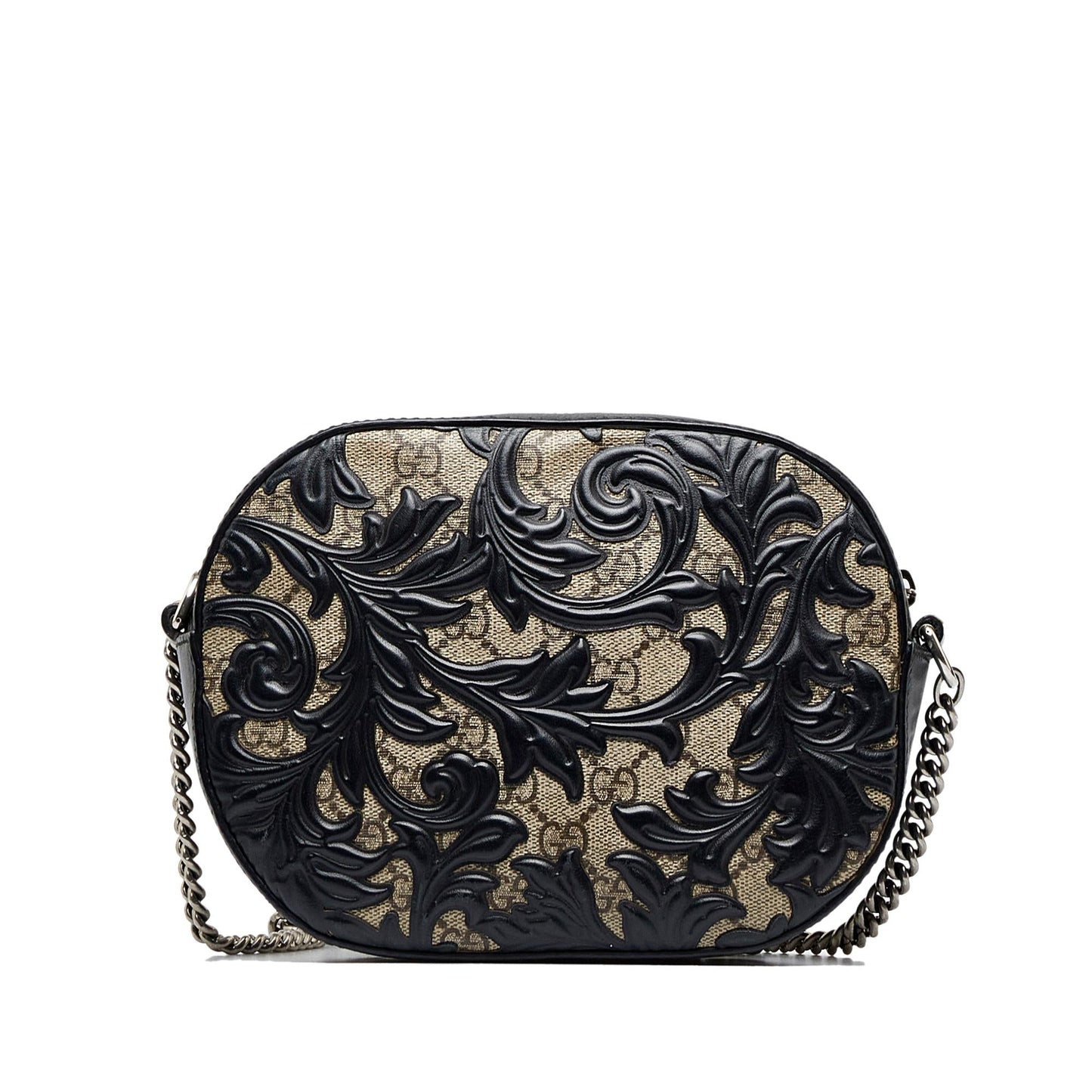 Gucci GG Supreme Arabesque SHG-AqkCYQ Canvas Calf Black Brown Crossbody Bag
