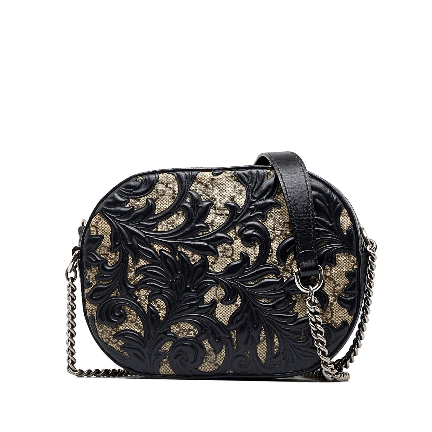 Gucci GG Supreme Arabesque SHG-AqkCYQ Canvas Calf Black Brown Crossbody Bag