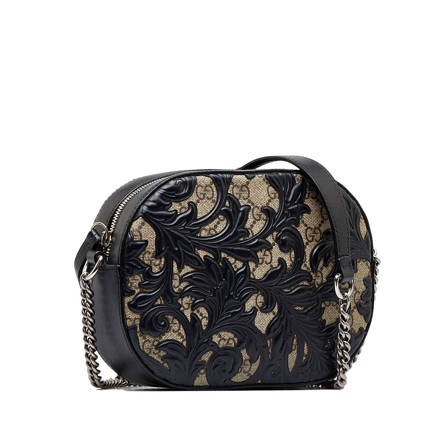 Gucci GG Supreme Arabesque SHG-AqkCYQ Canvas Calf Black Brown Crossbody Bag