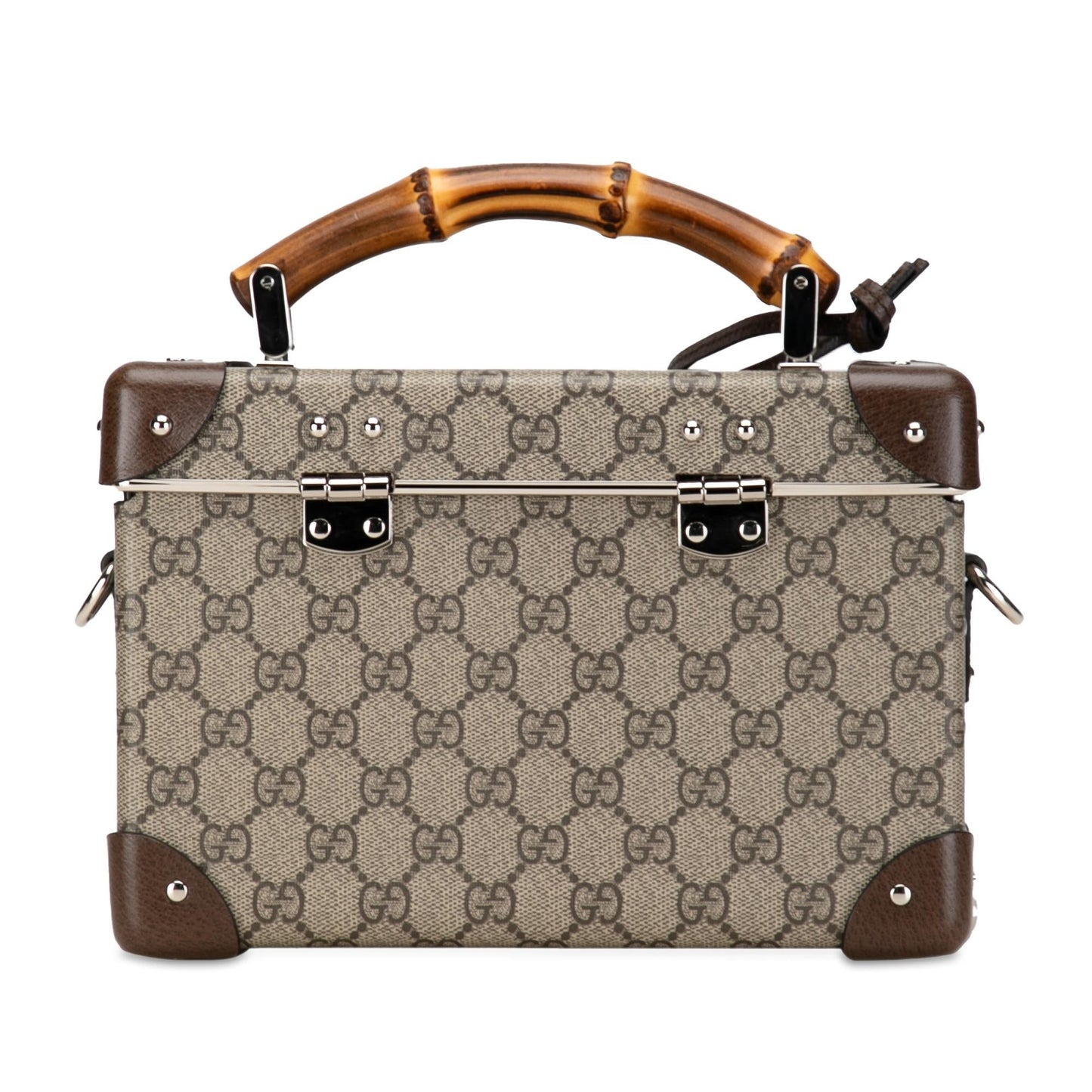 Gucci GG Supreme Bamboo Vanity SHG-407Dy5 Canvas Calf Brown Handbag