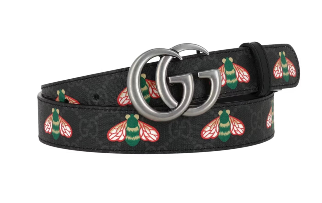 Gucci GG SUPREME BEE Leather Belt
