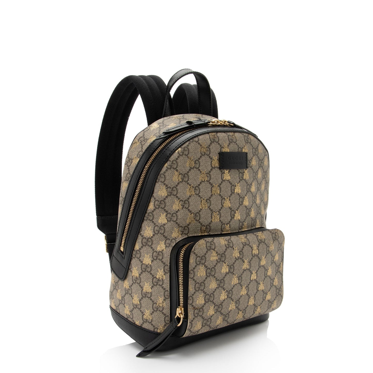 Gucci GG Supreme Bees Backpack - Leather Canvas Nylon Black Shoulder Bag