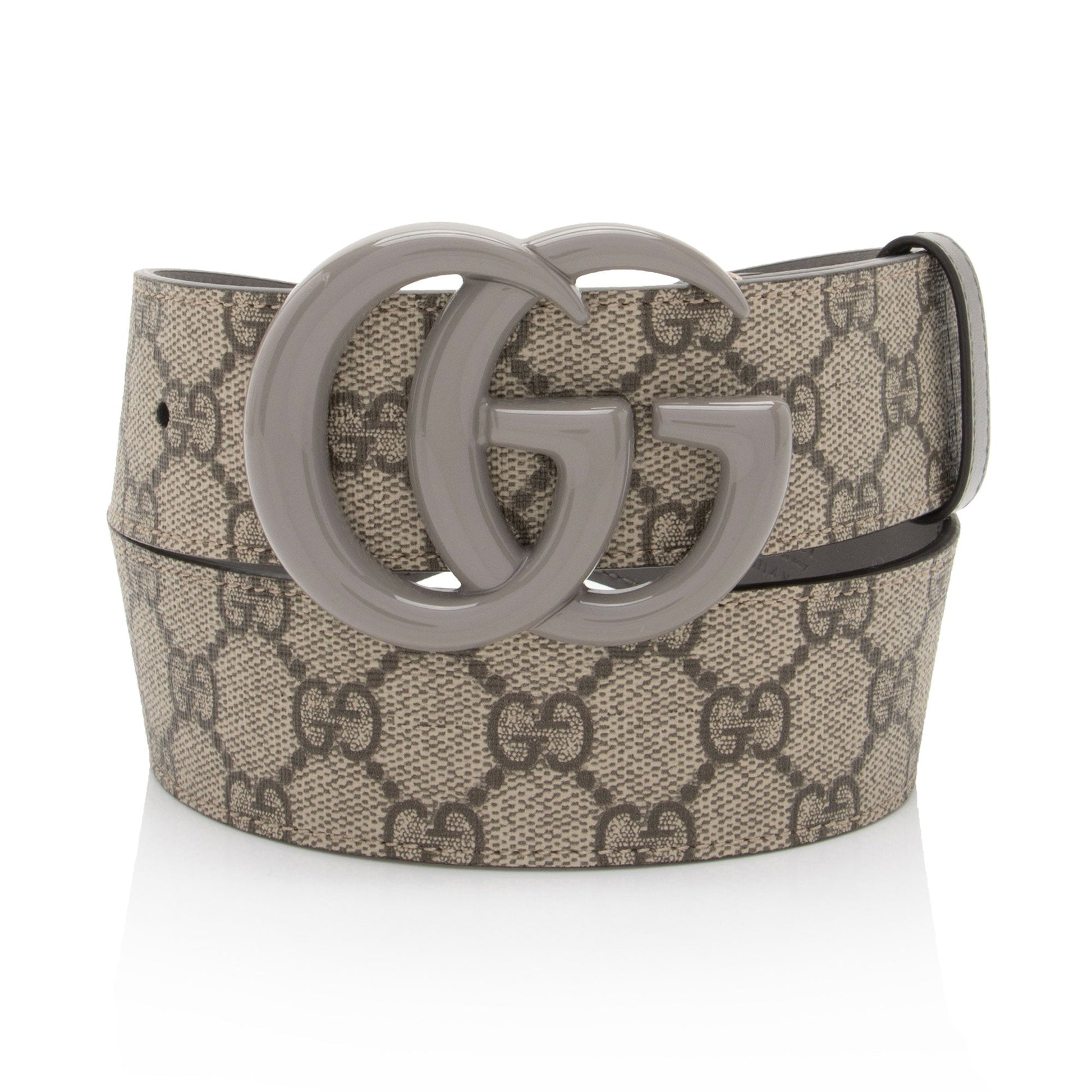 Gucci GG Supreme GG Marmont Wide Leather Canvas Beige Grey Accessory