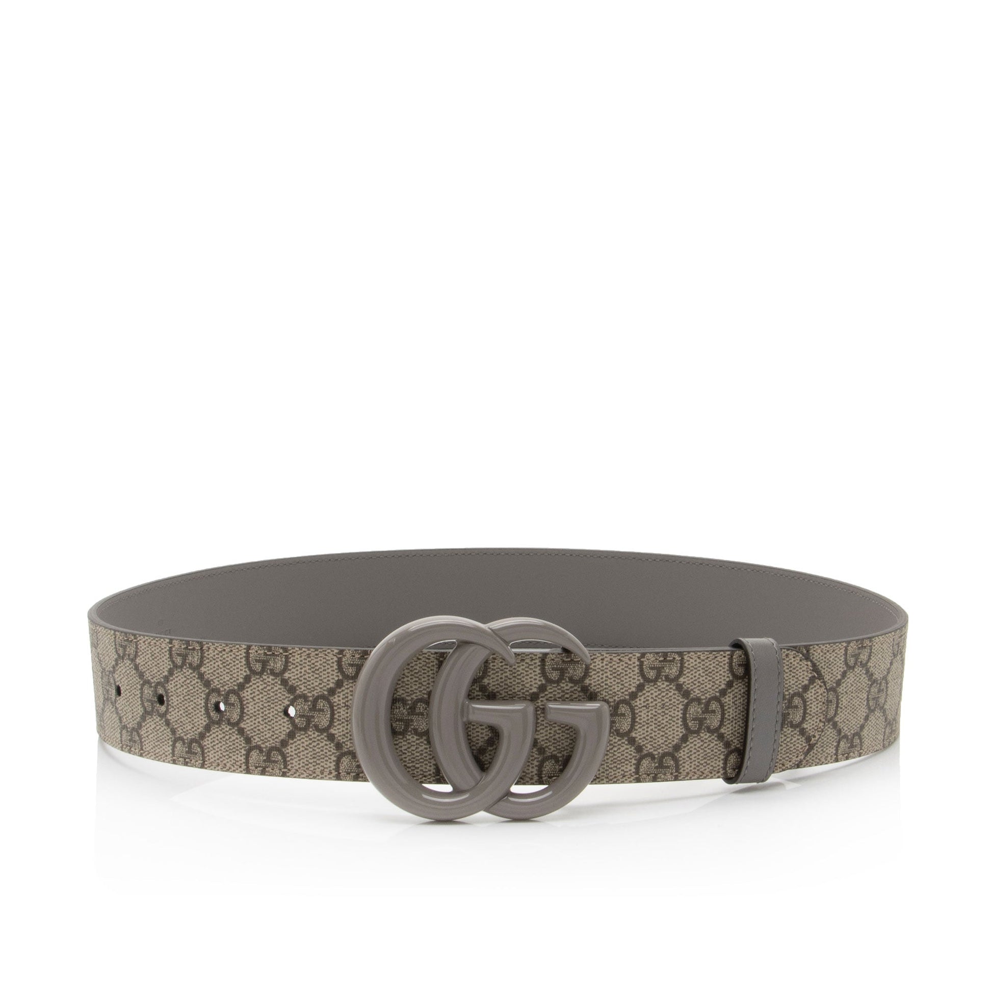 Gucci GG Supreme GG Marmont Wide Leather Canvas Beige Grey Accessory