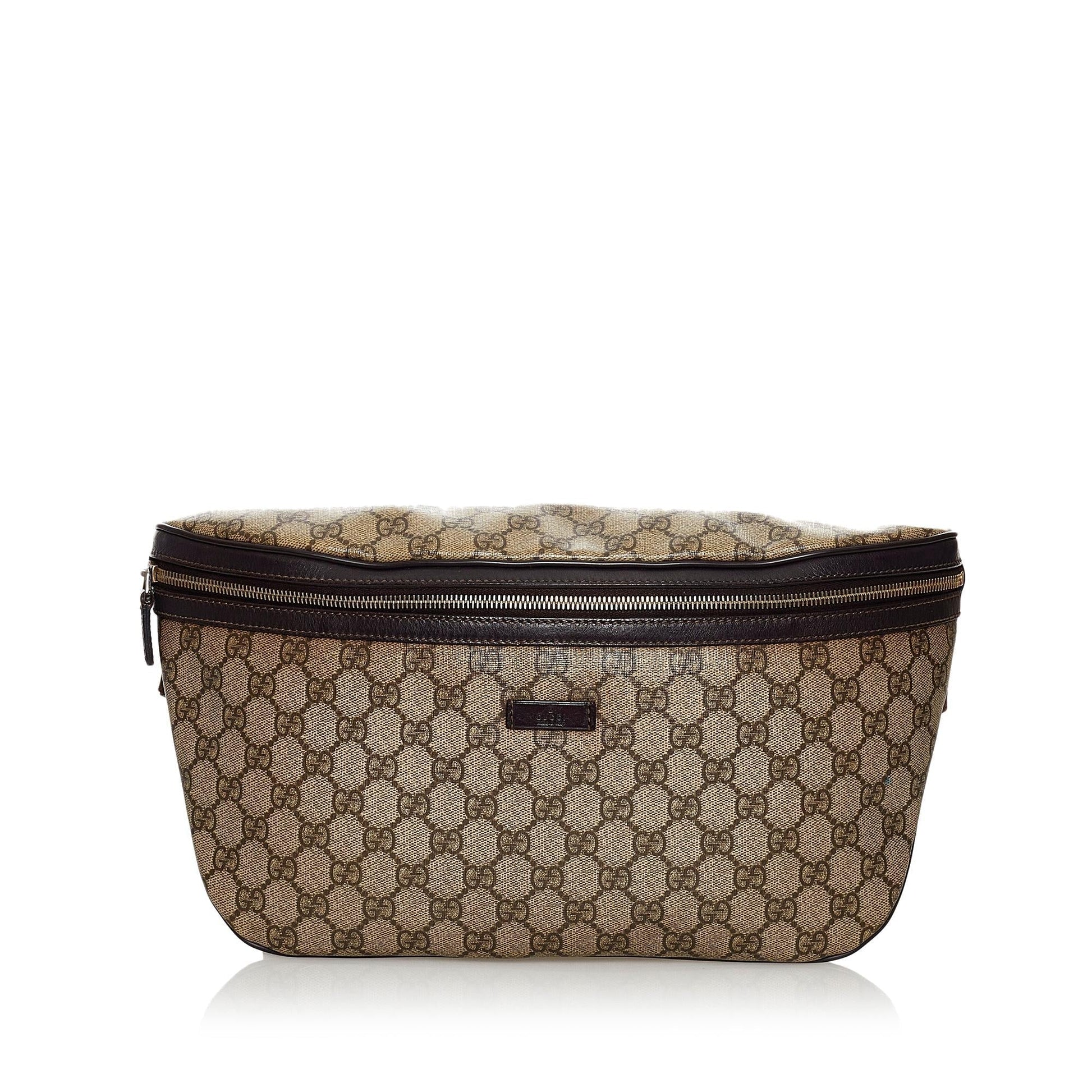 Gucci GG Supreme Belt SHG Canvas Brown Accessory