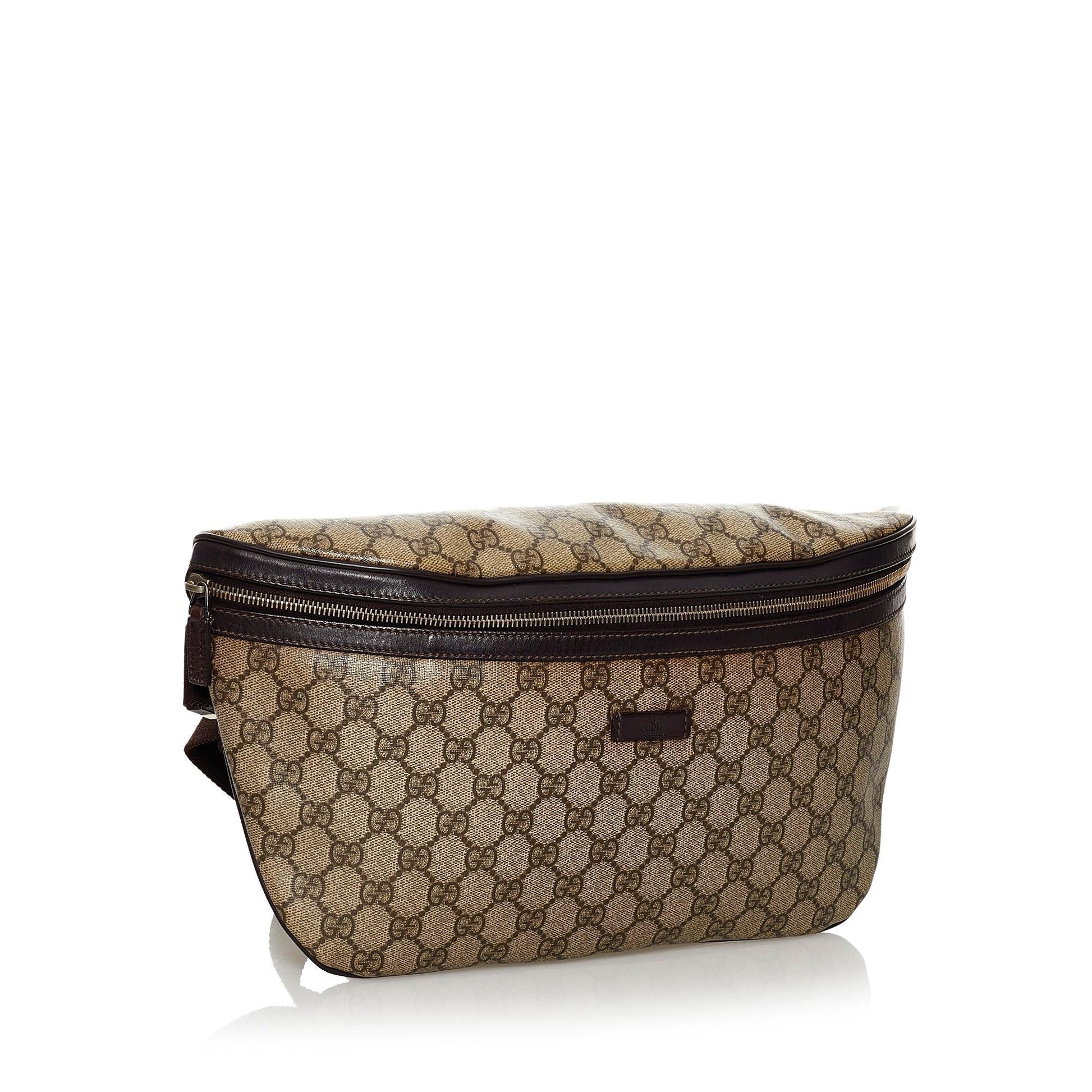 Gucci GG Supreme Belt SHG Canvas Brown Accessory