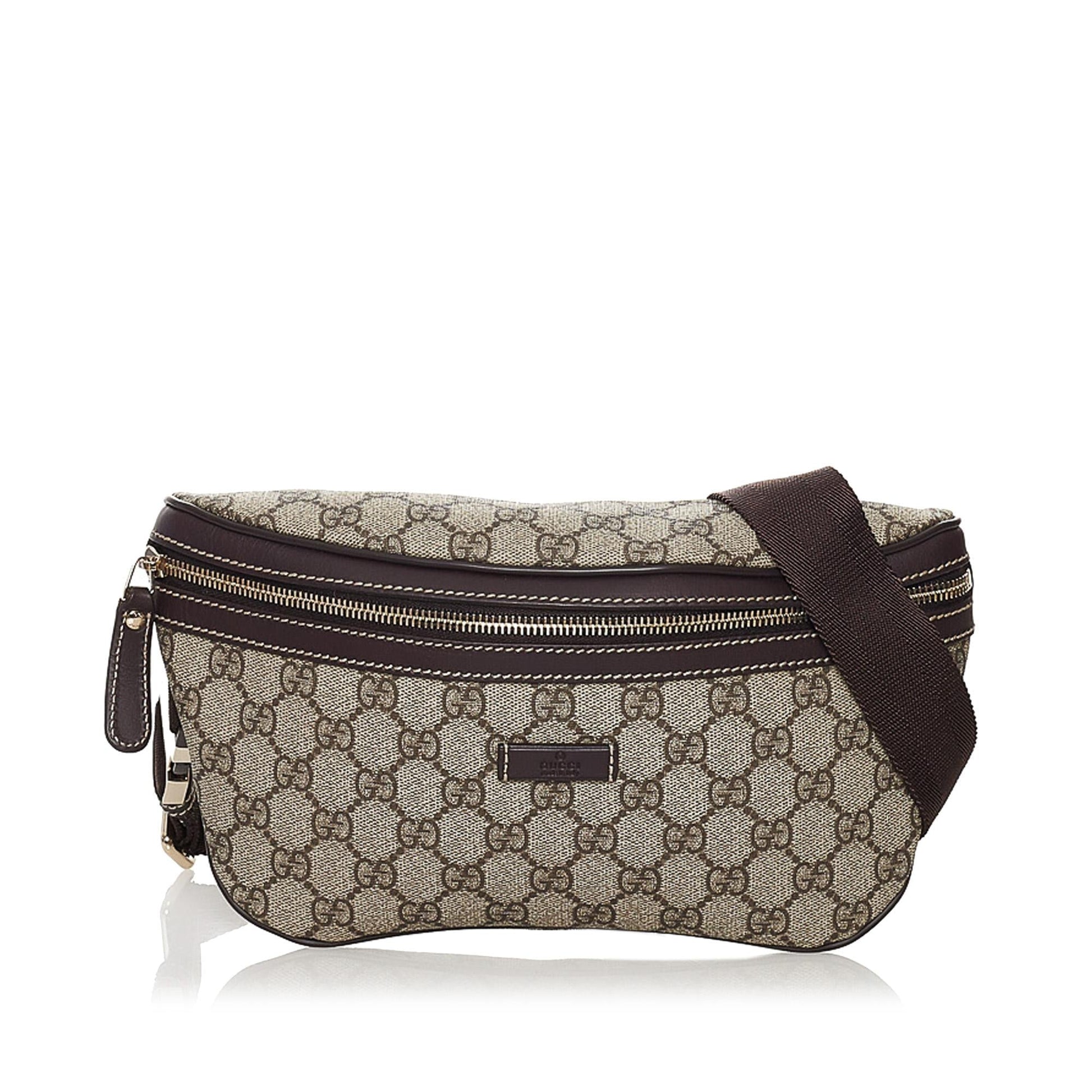 Gucci GG Supreme Belt SHG Canvas Brown Accessory Bag Shg