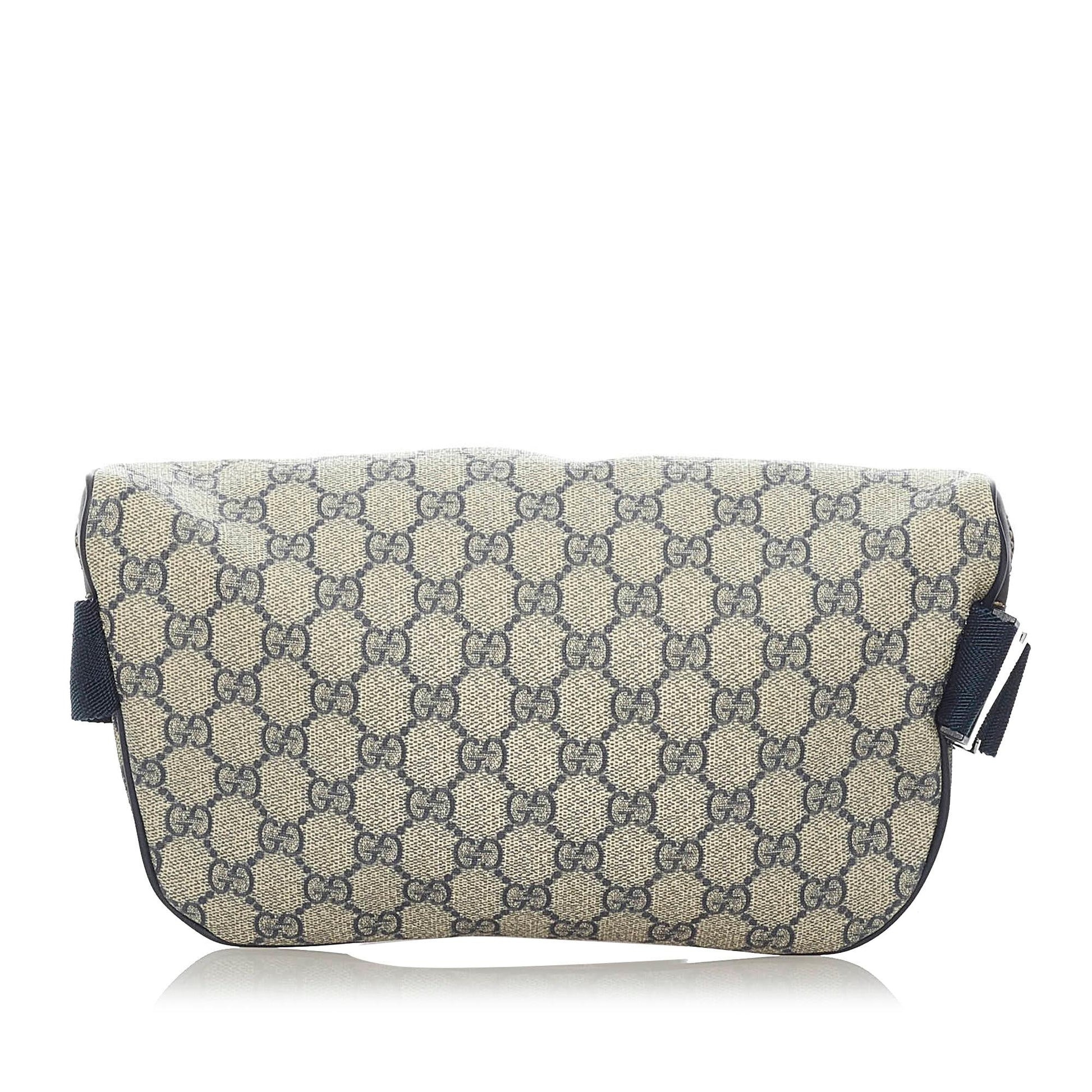 Gucci GG Supreme Belt SHG Canvas Calf Black Brown Accessory