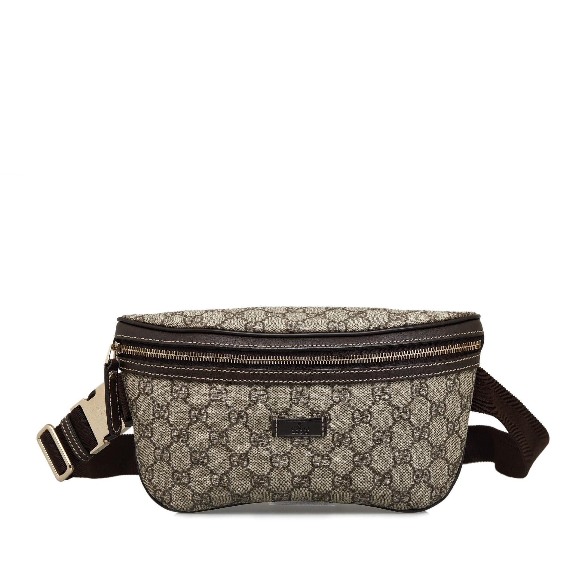 Gucci GG Supreme Belt SHG-3rzTUh Canvas Calf Brown Accessory