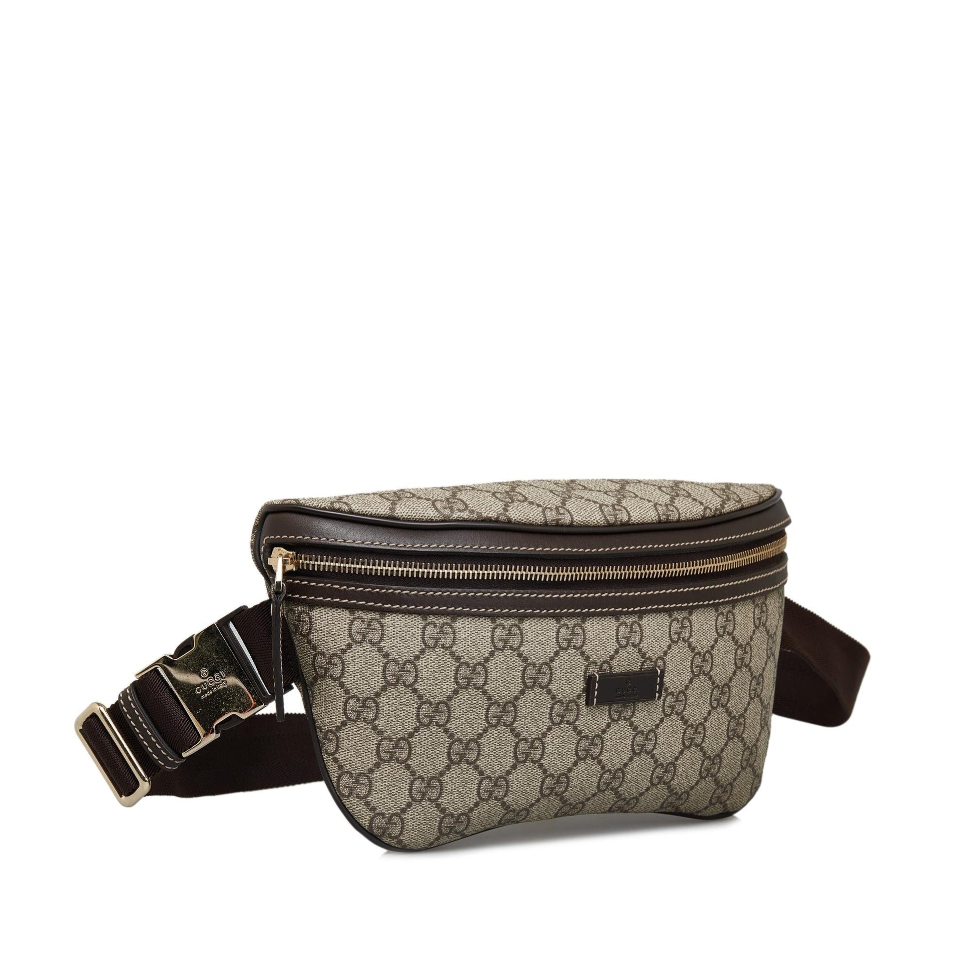 Gucci GG Supreme Belt SHG-3rzTUh Canvas Calf Brown Accessory