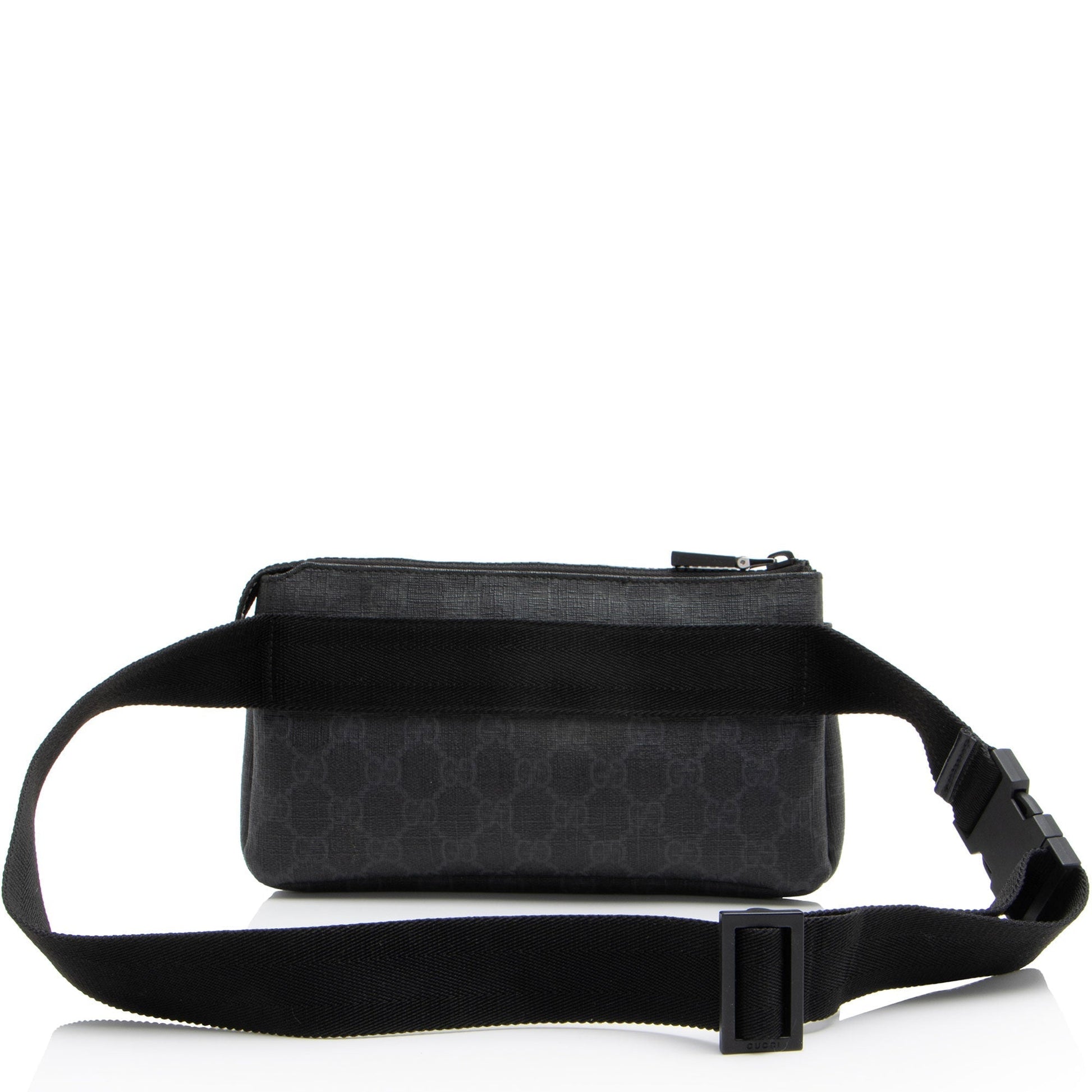 Gucci GG Supreme Slim Belt SHF-dfmtxB Leather Canvas Nylon Black Accessory