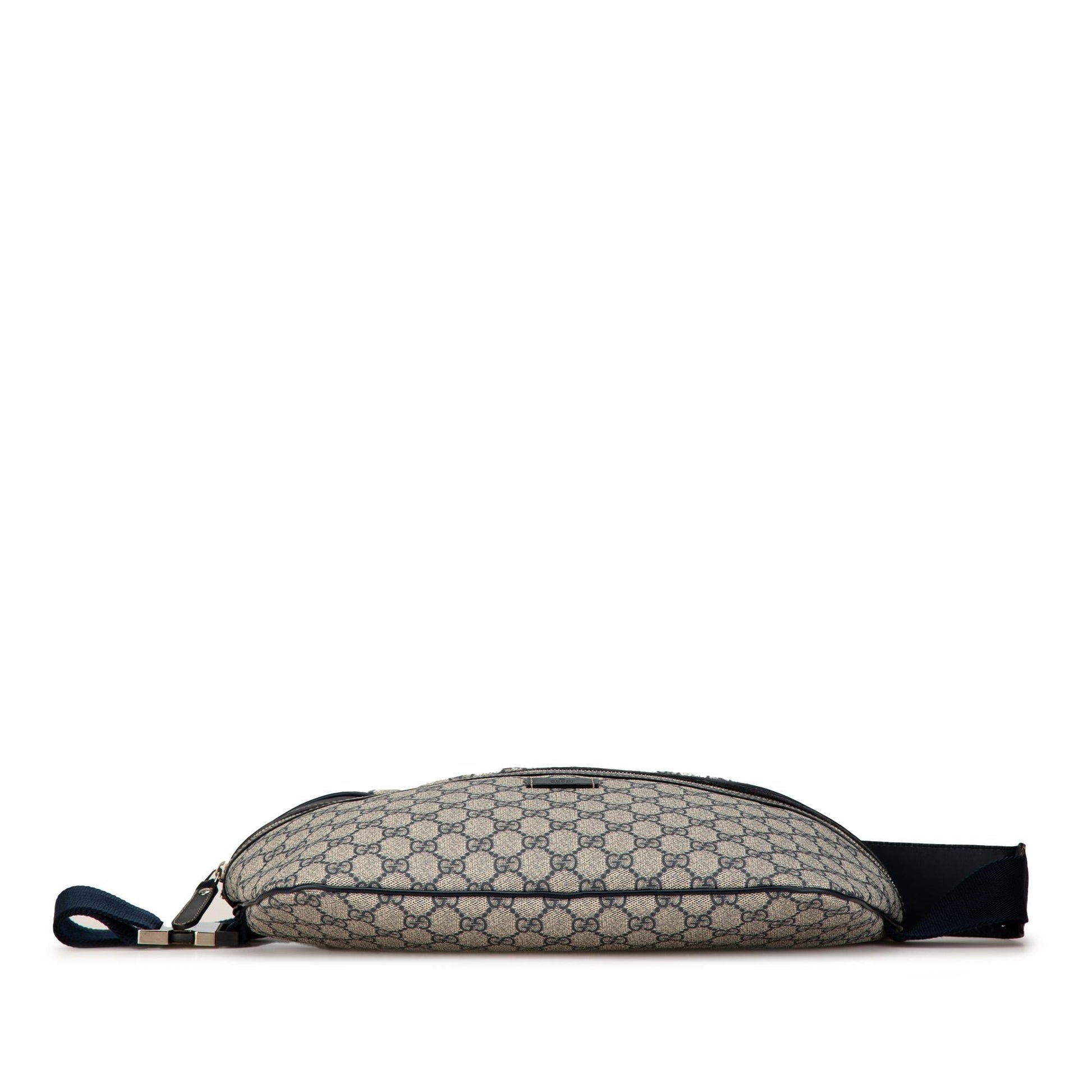 Gucci GG Supreme Belt SHG-gZBi0Q Canvas Calf Black Brown Accessory