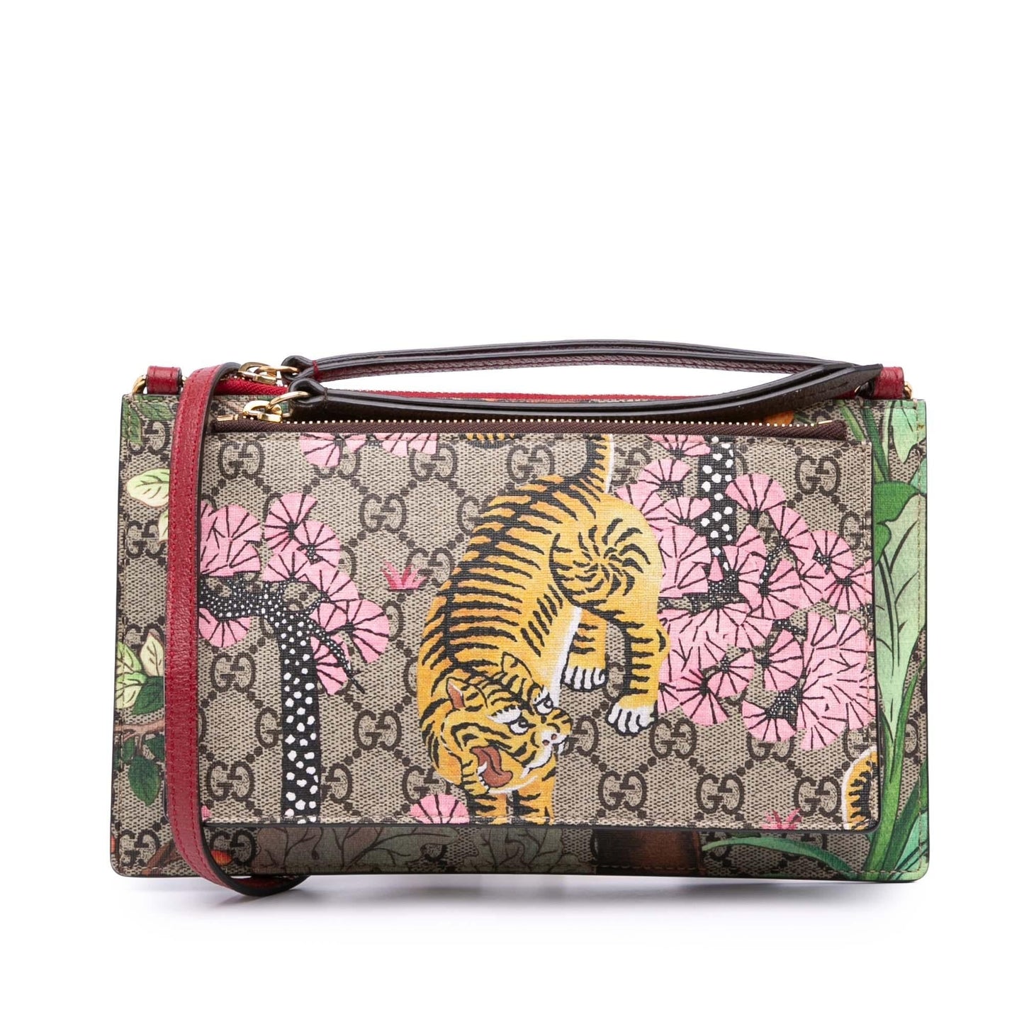 Gucci GG Supreme Bengal Double Zip Crossbody Bag