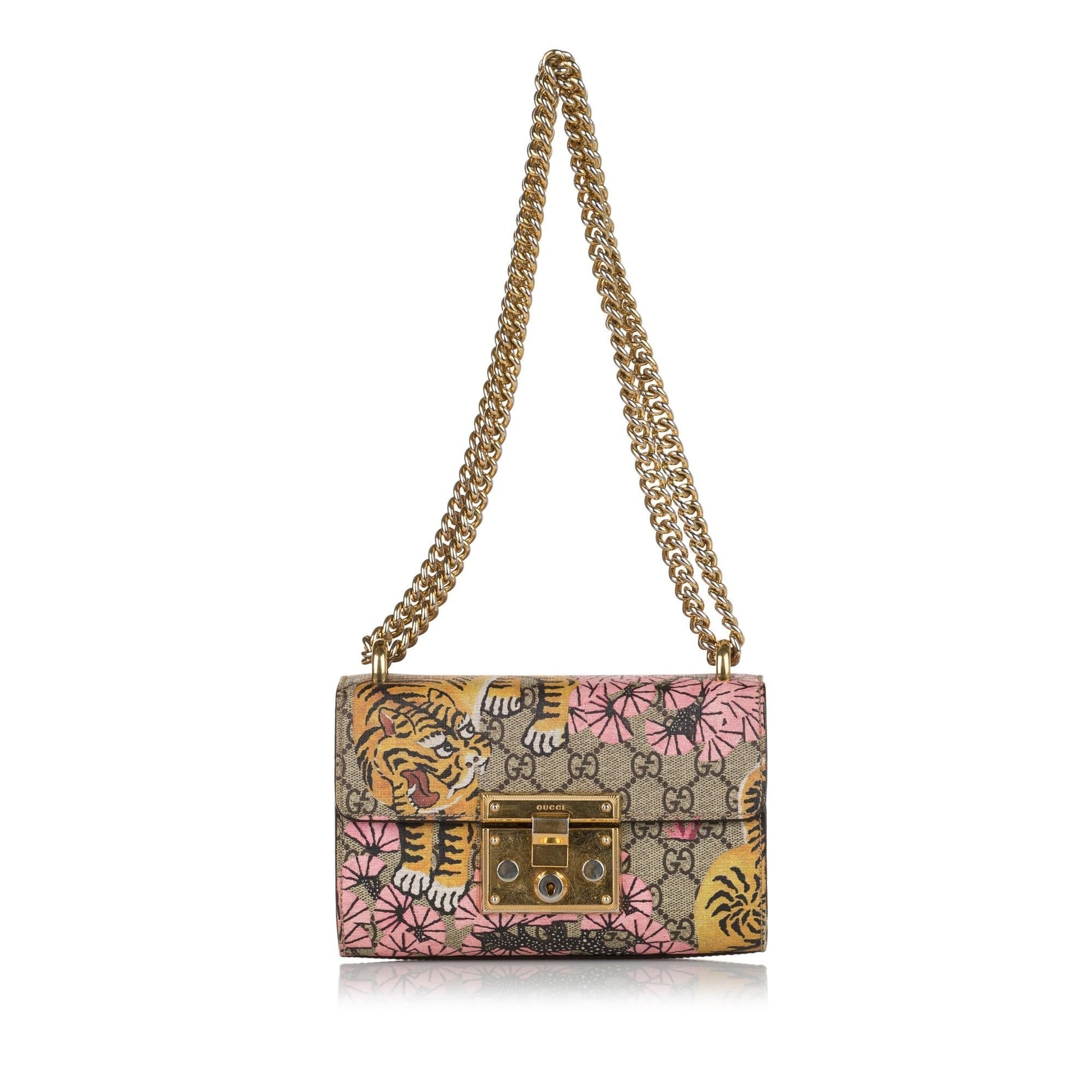 Gucci GG Supreme Bengal Padlock SHG Canvas Brown Crossbody Bag