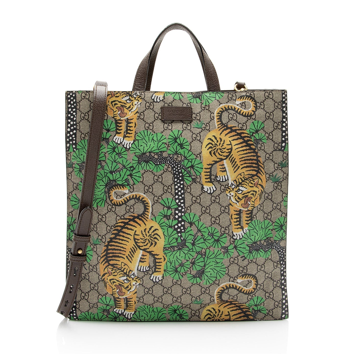 Gucci GG Supreme Bengal Tiger - Leather Canvas Brown Beige Tote Bag