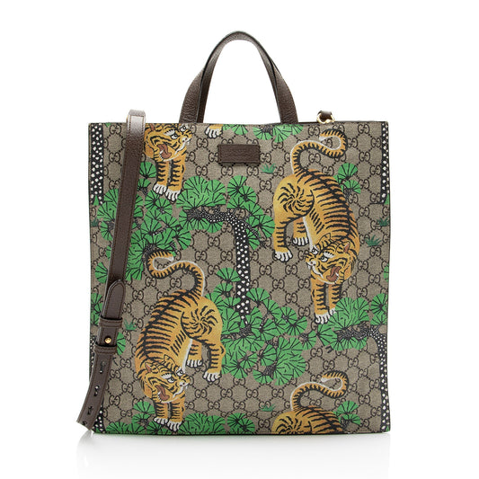 Gucci GG Supreme Bengal Tiger - Leather Canvas Brown Beige Tote Bag