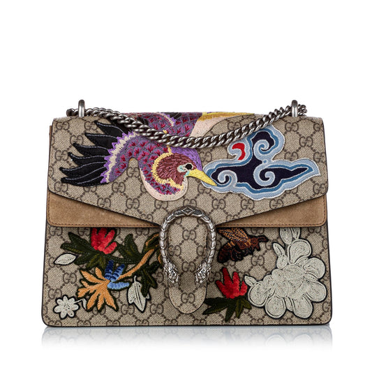 Gucci GG Supreme Bird Dionysus SHG Canvas Calf Brown Shoulder Bag